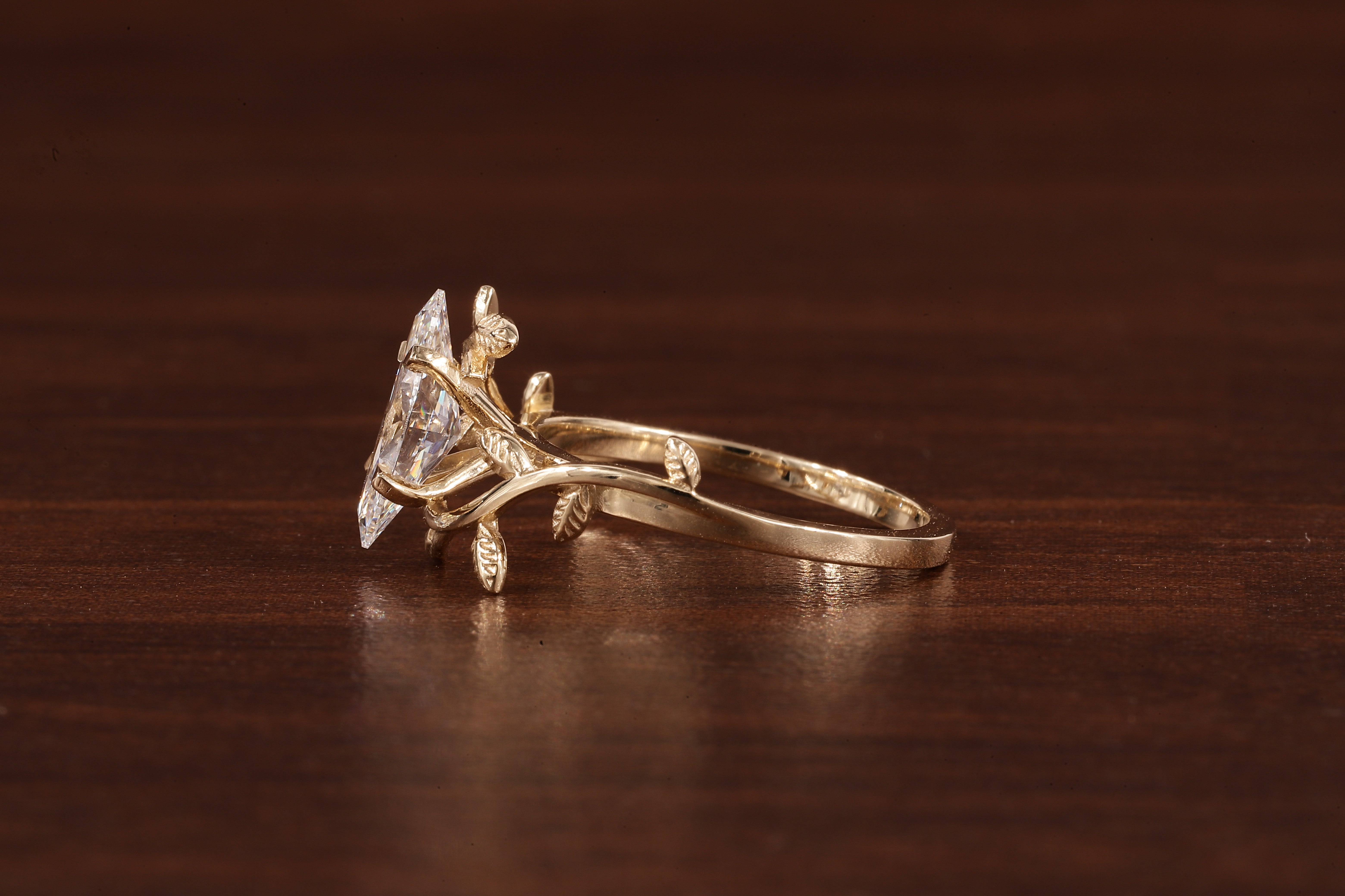 1 CT Marquise Nature Inspired Engagement Ring in Marquise Cut Lab Grown Diamond