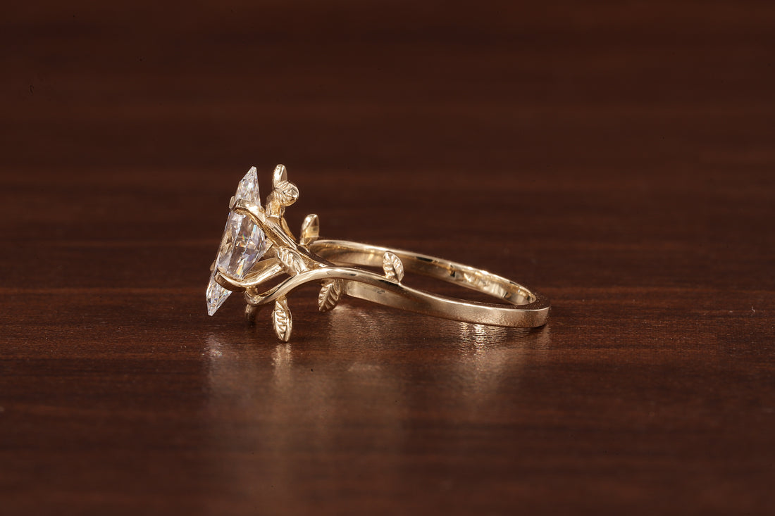 1 CT Marquise Nature Inspired Engagement Ring in Marquise Cut Lab Grown Diamond