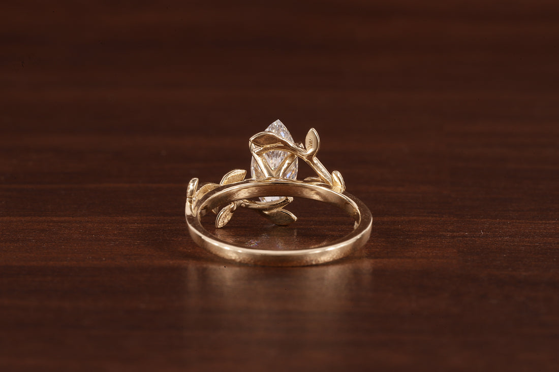 1 CT Marquise Nature Inspired Engagement Ring in Marquise Cut Lab Grown Diamond