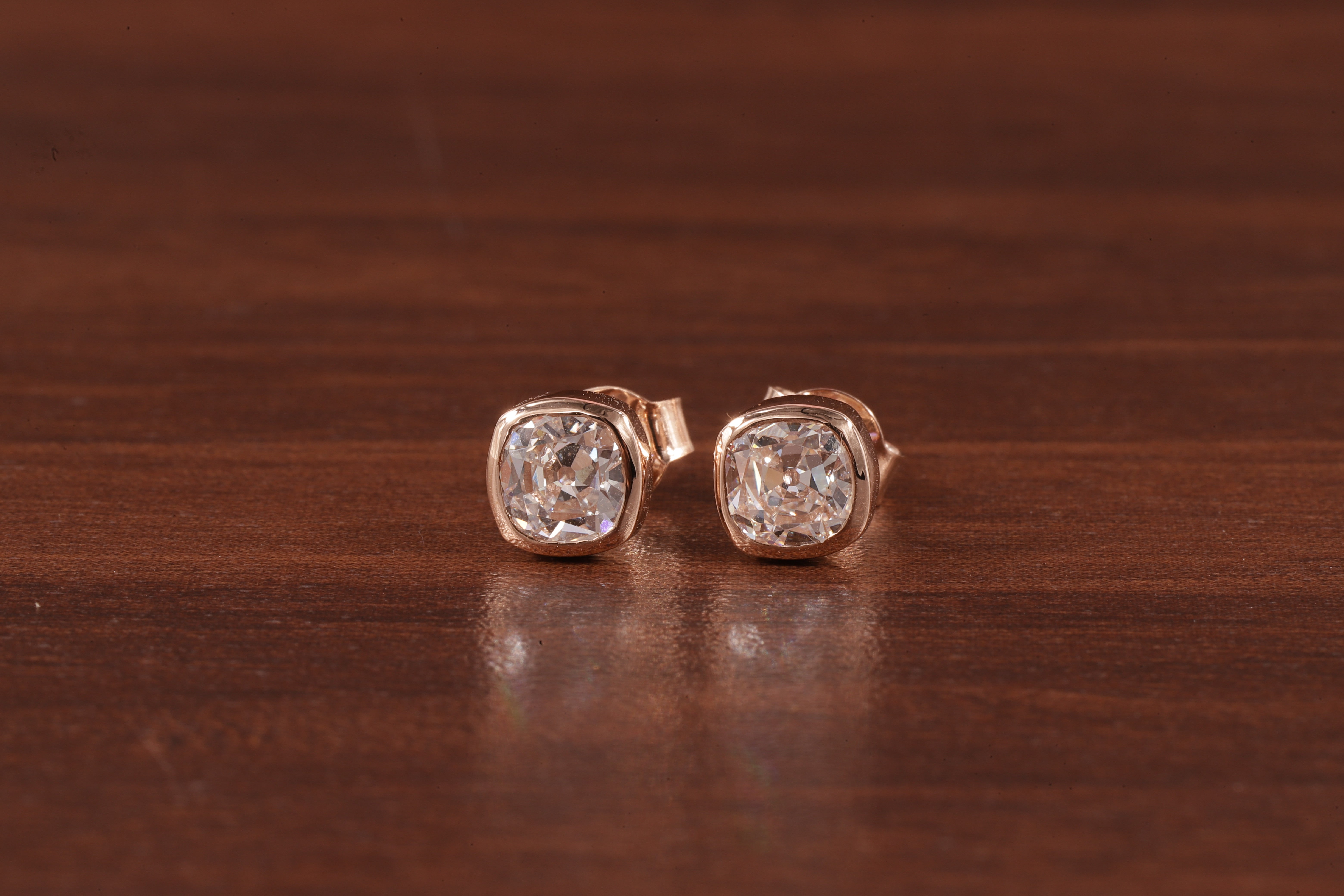 Lab Grown Diamond Earrings, Old European Cushion Cut Diamond Earrings, Stud Earrings for Women