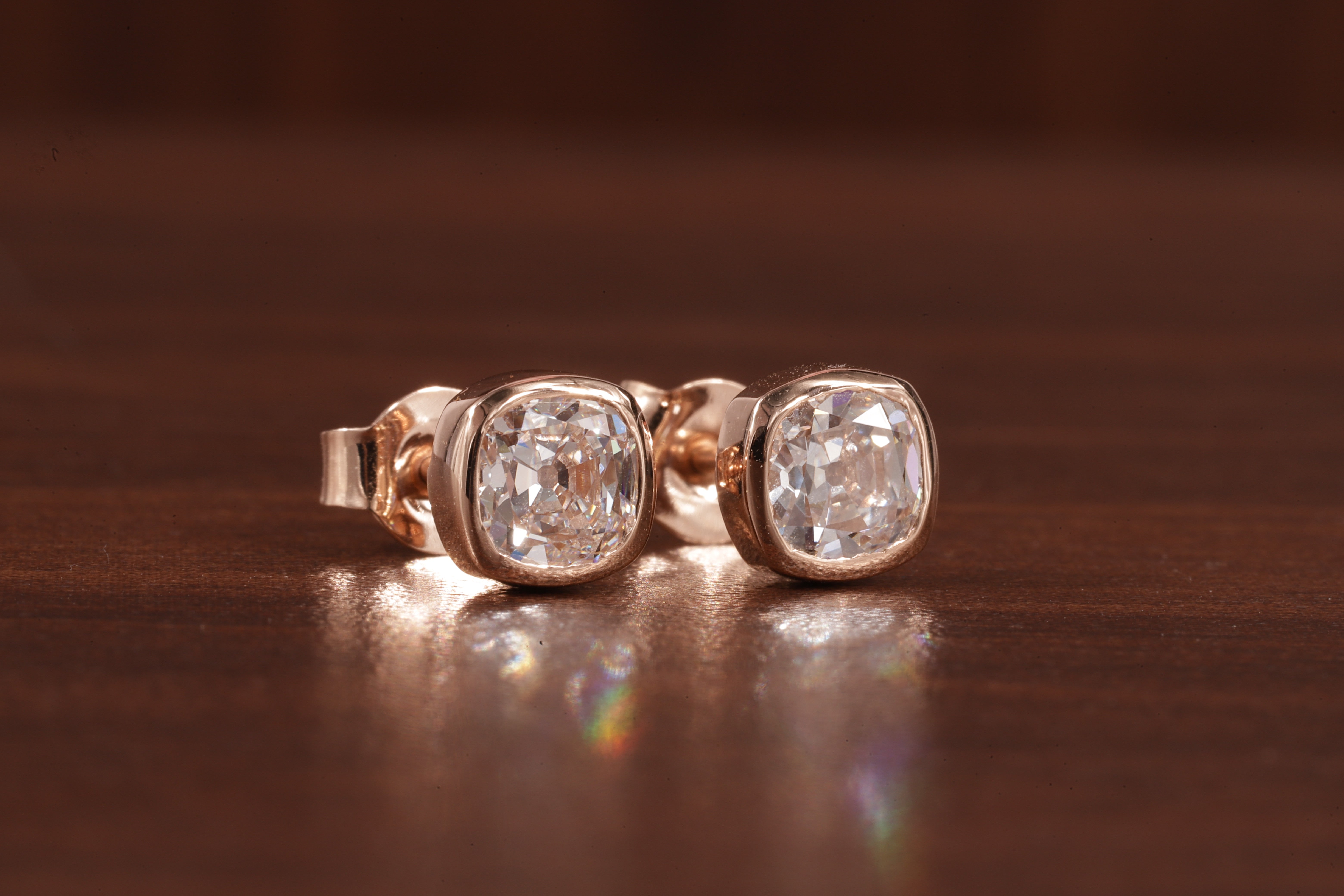 Lab Grown Diamond Earrings, Old European Cushion Cut Diamond Earrings, Stud Earrings for Women