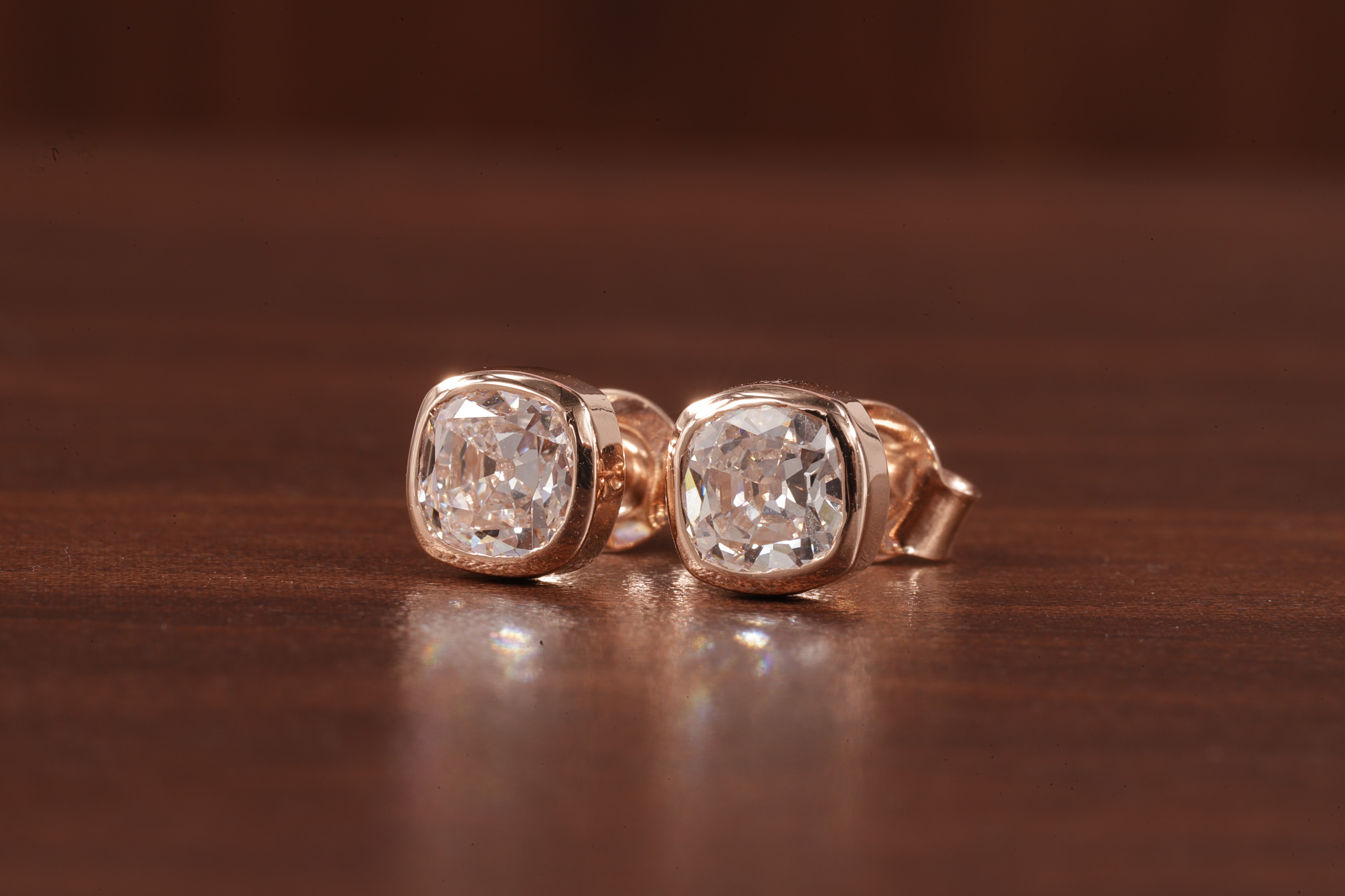 Lab Grown Diamond Earrings, Old European Cushion Cut Diamond Earrings, Stud Earrings for Women