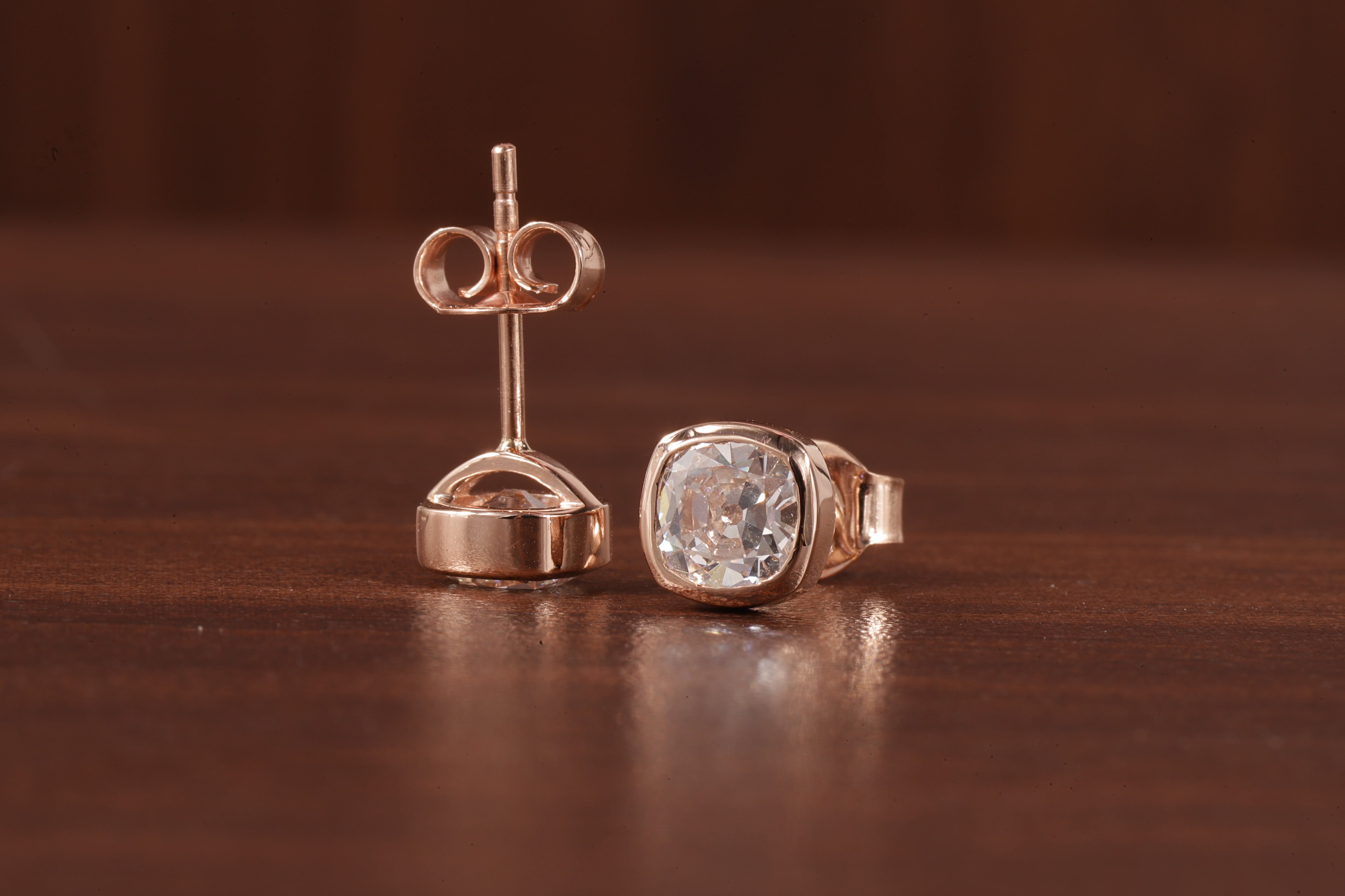 Lab Grown Diamond Earrings, Old European Cushion Cut Diamond Earrings, Stud Earrings for Women