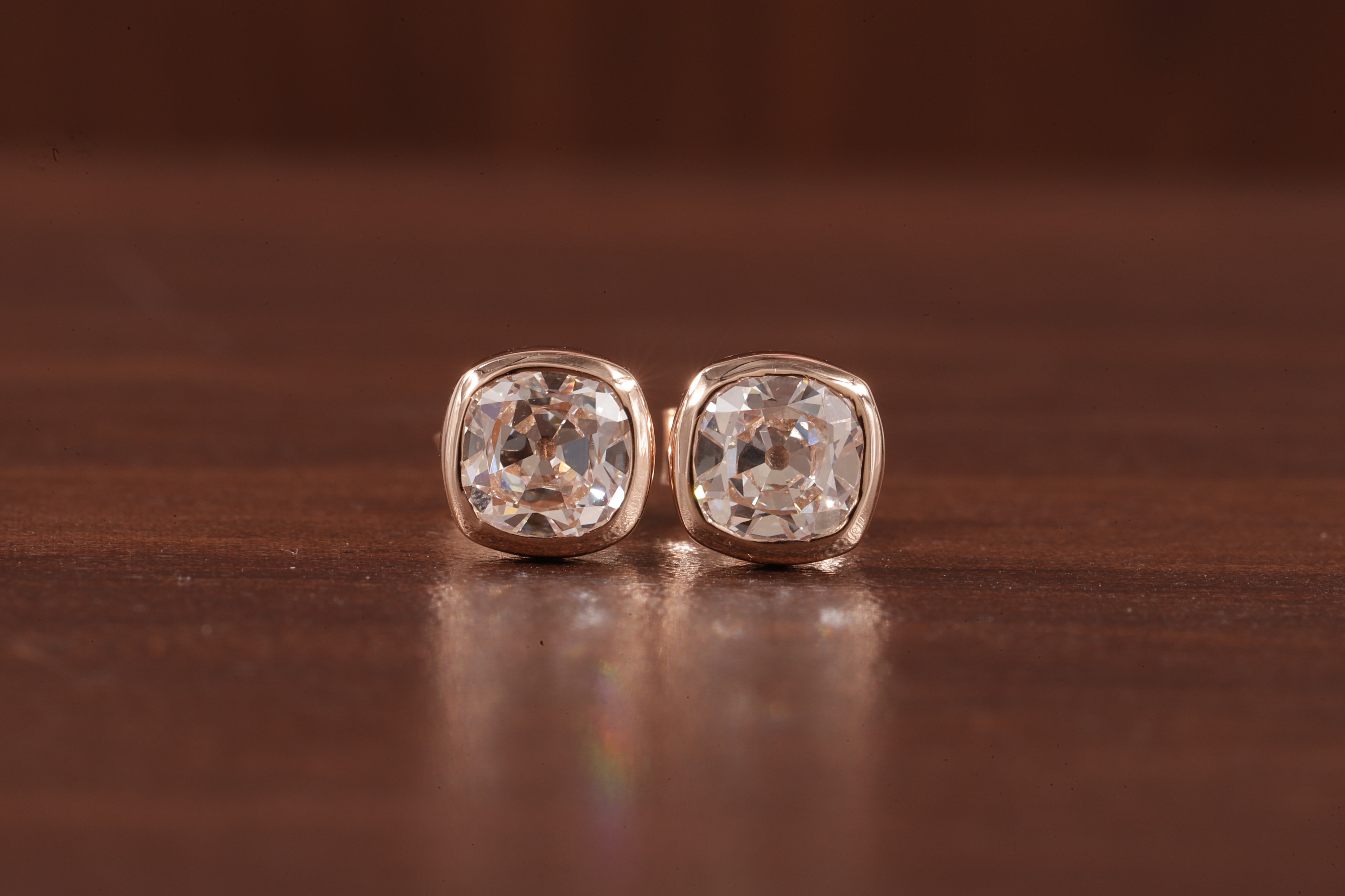 Lab Grown Diamond Earrings, Old European Cushion Cut Diamond Earrings, Stud Earrings for Women