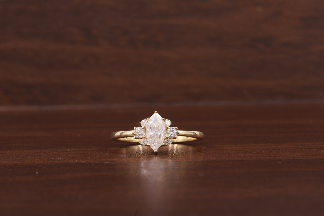 0.5CT Lab Grown Diamond Ring, Marquise Cluster Wedding