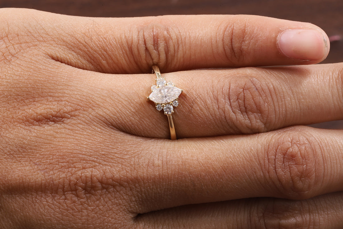 0.5CT Lab Grown Diamond Ring, Marquise Cluster Wedding