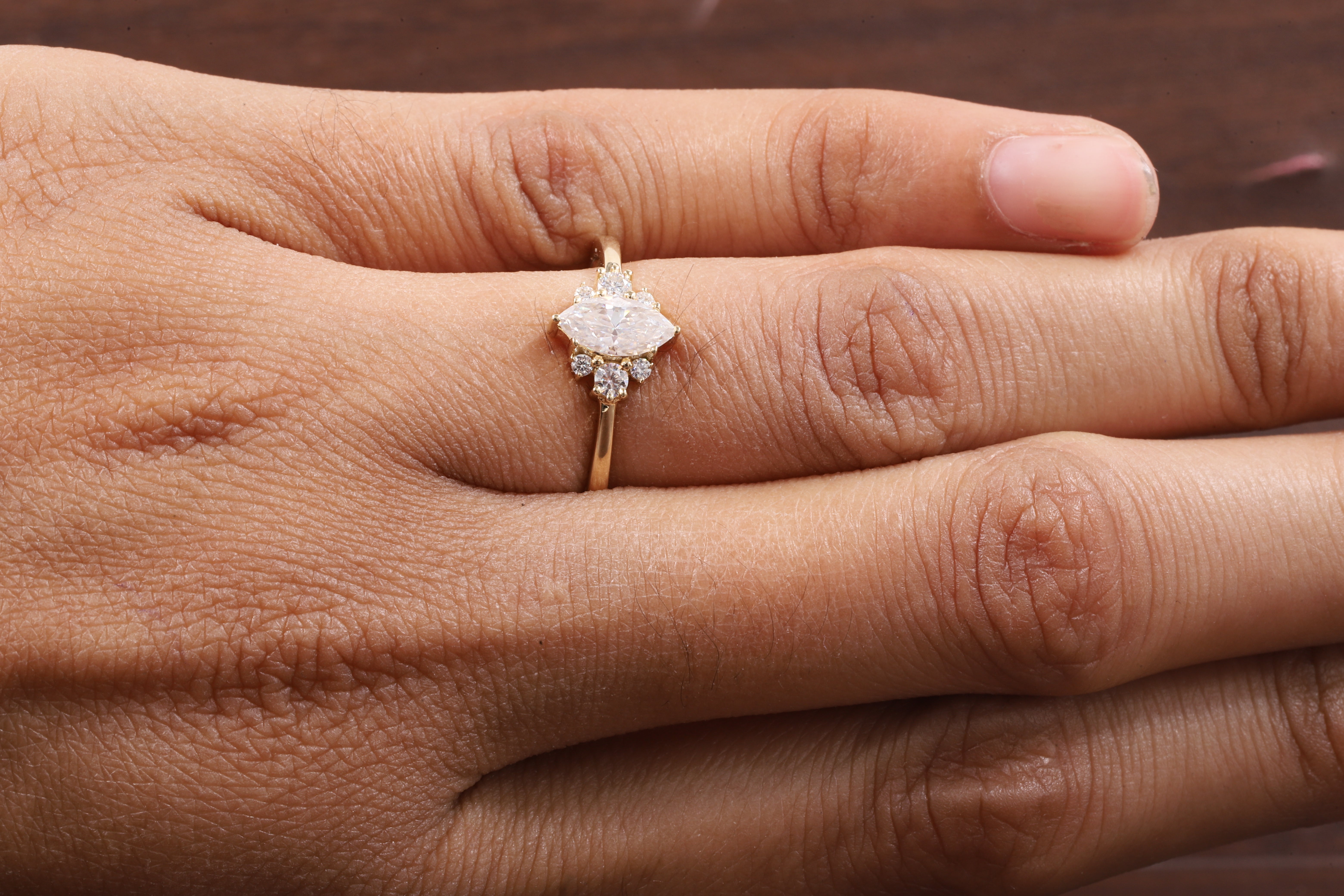 0.5CT Lab Grown Diamond Ring, Marquise Cluster Wedding