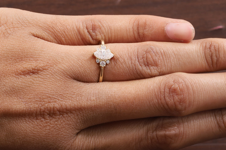 0.5CT Lab Grown Diamond Ring, Marquise Cluster Wedding