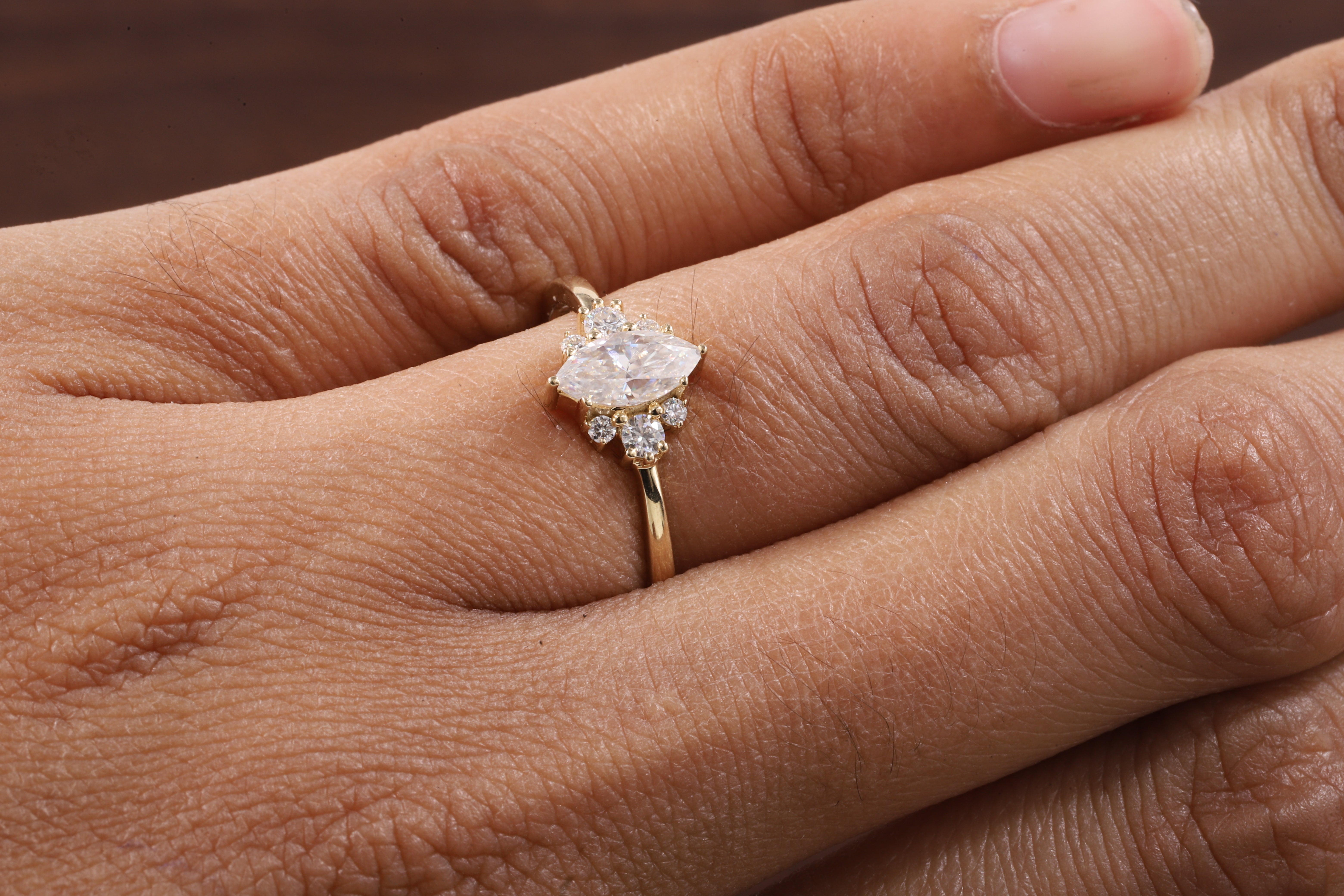 0.5CT Lab Grown Diamond Ring, Marquise Cluster Wedding