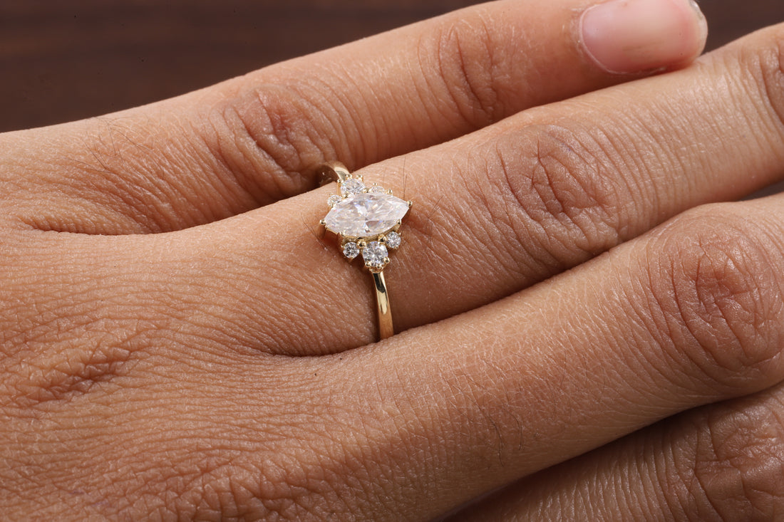 0.5CT Lab Grown Diamond Ring, Marquise Cluster Wedding