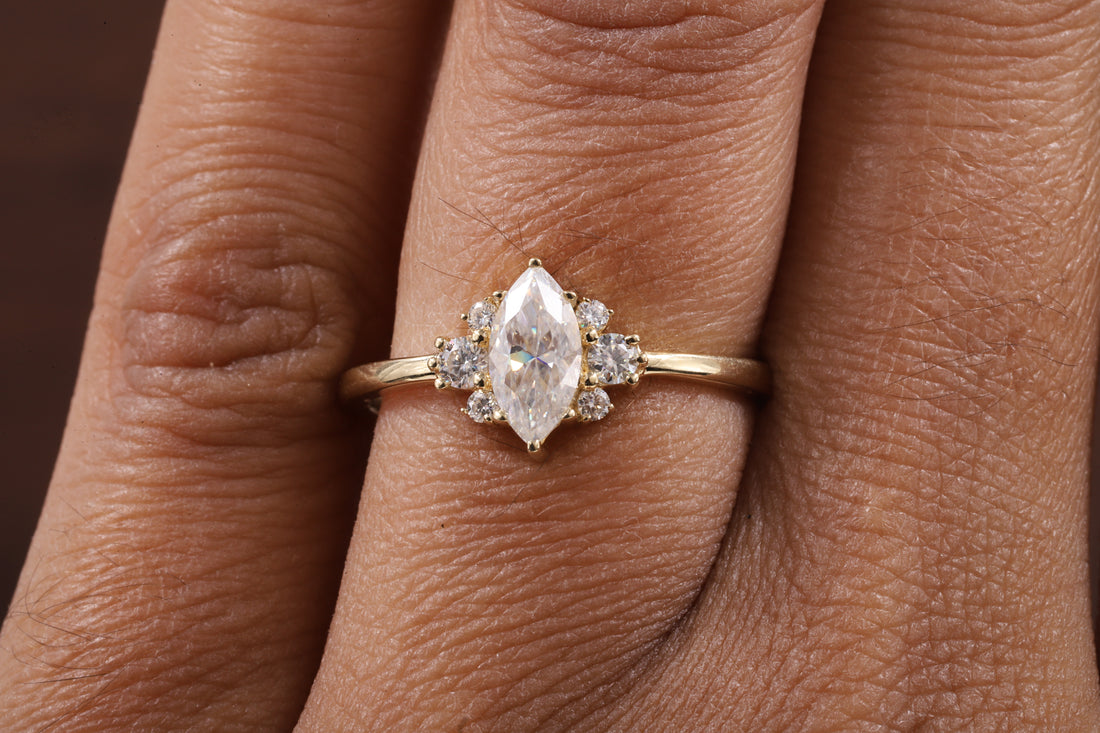 0.5CT Lab Grown Diamond Ring, Marquise Cluster Wedding