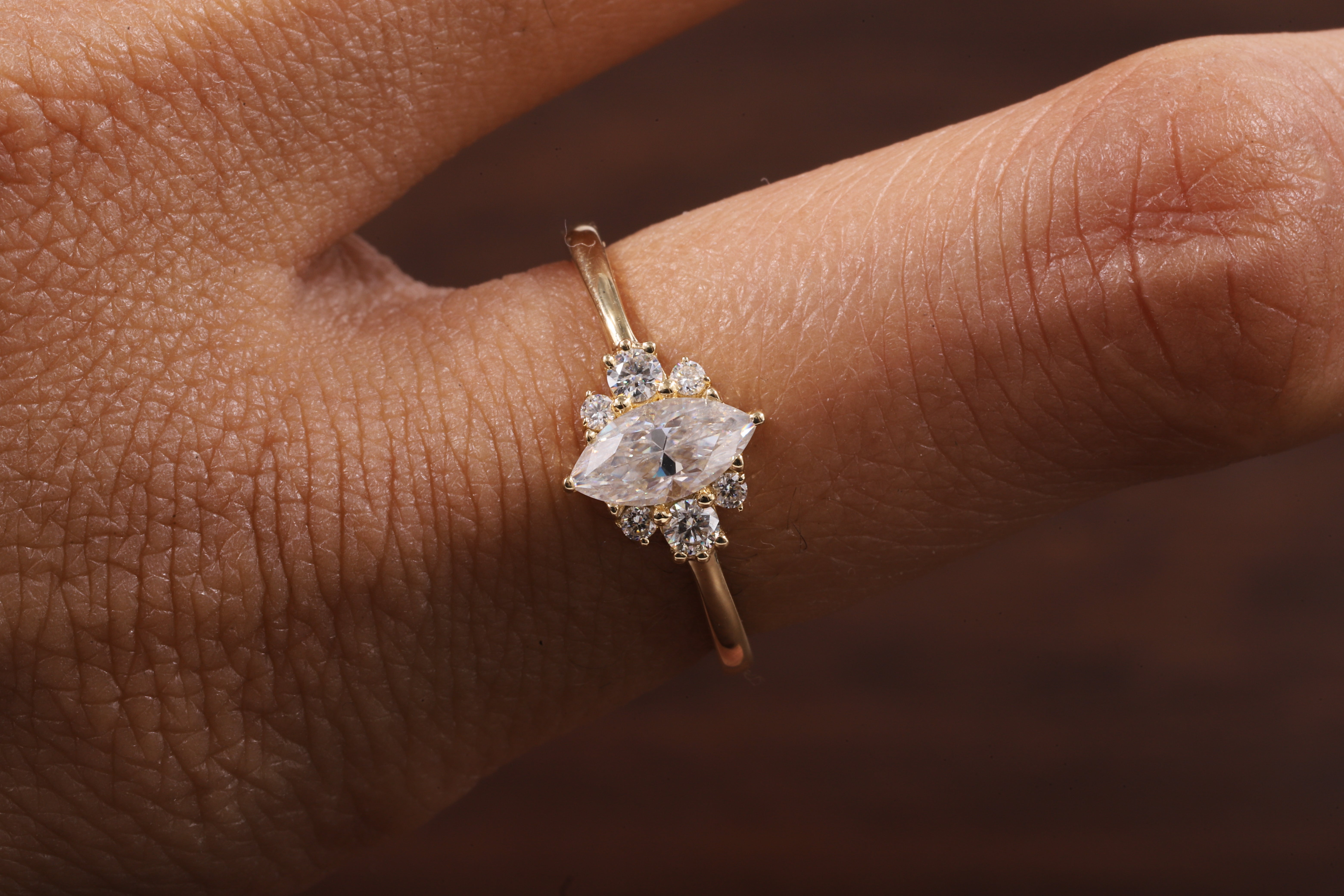 0.5CT Lab Grown Diamond Ring, Marquise Cluster Wedding