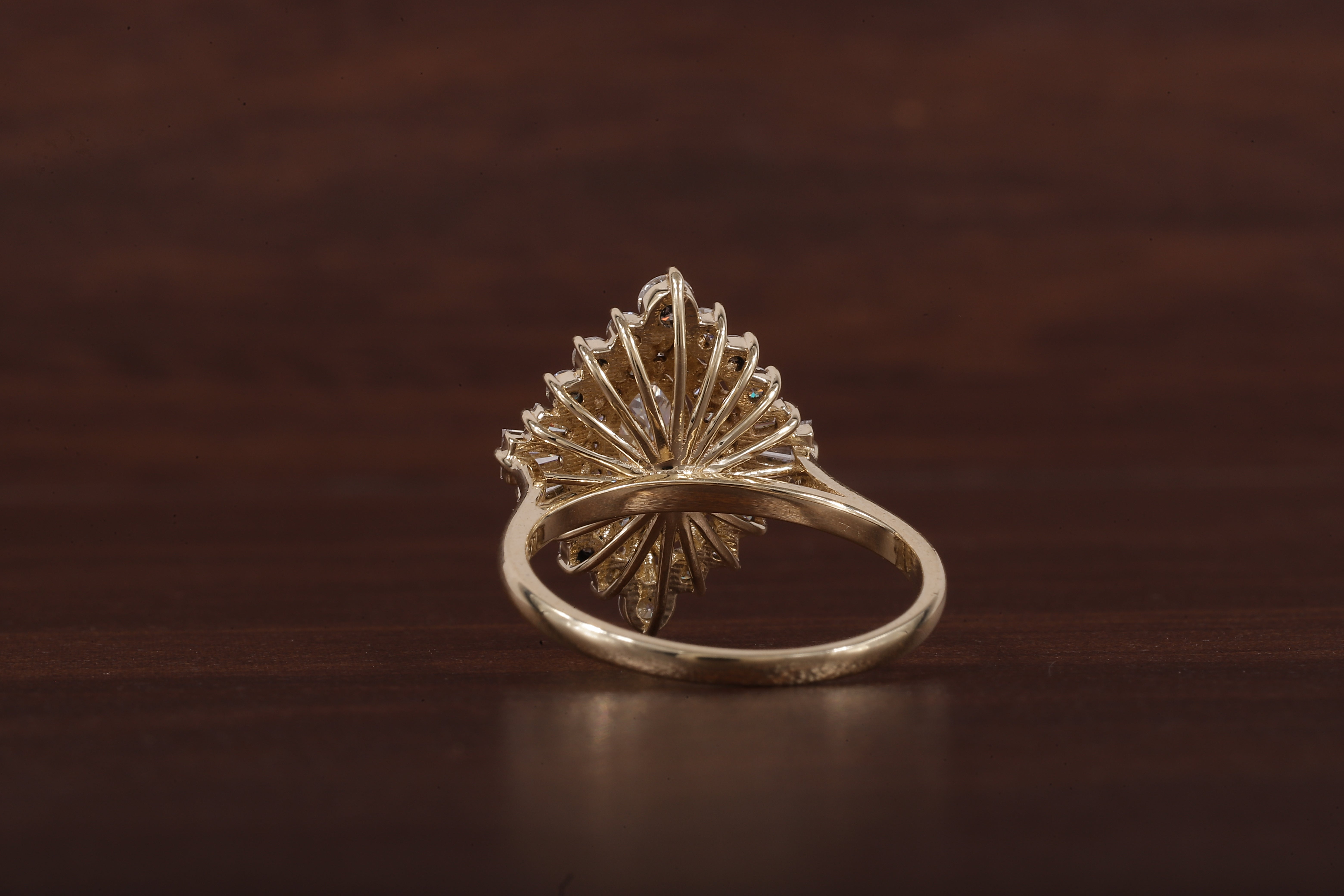 Marquise Lab Grown Diamond Ring Cluster Set Engagement Ring Tapered Baguette