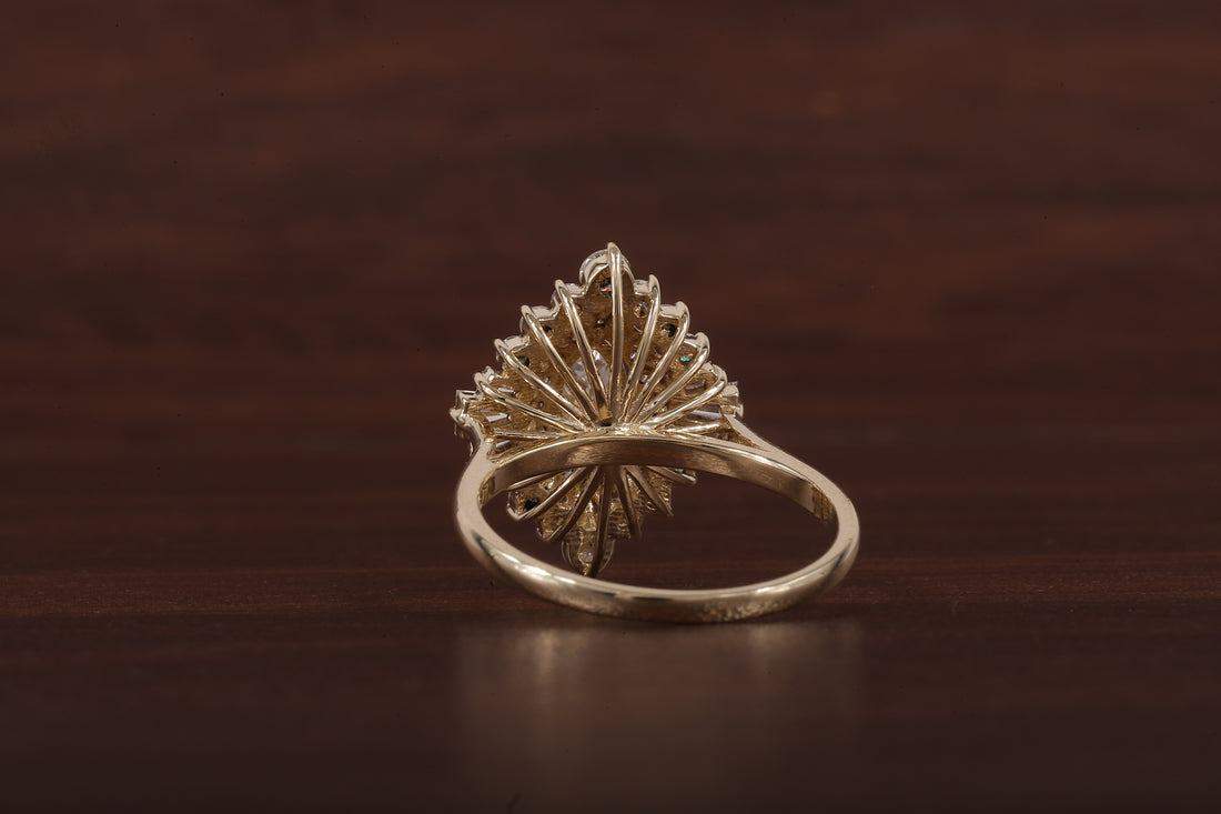 Marquise Lab Grown Diamond Ring Cluster Set Engagement Ring Tapered Baguette