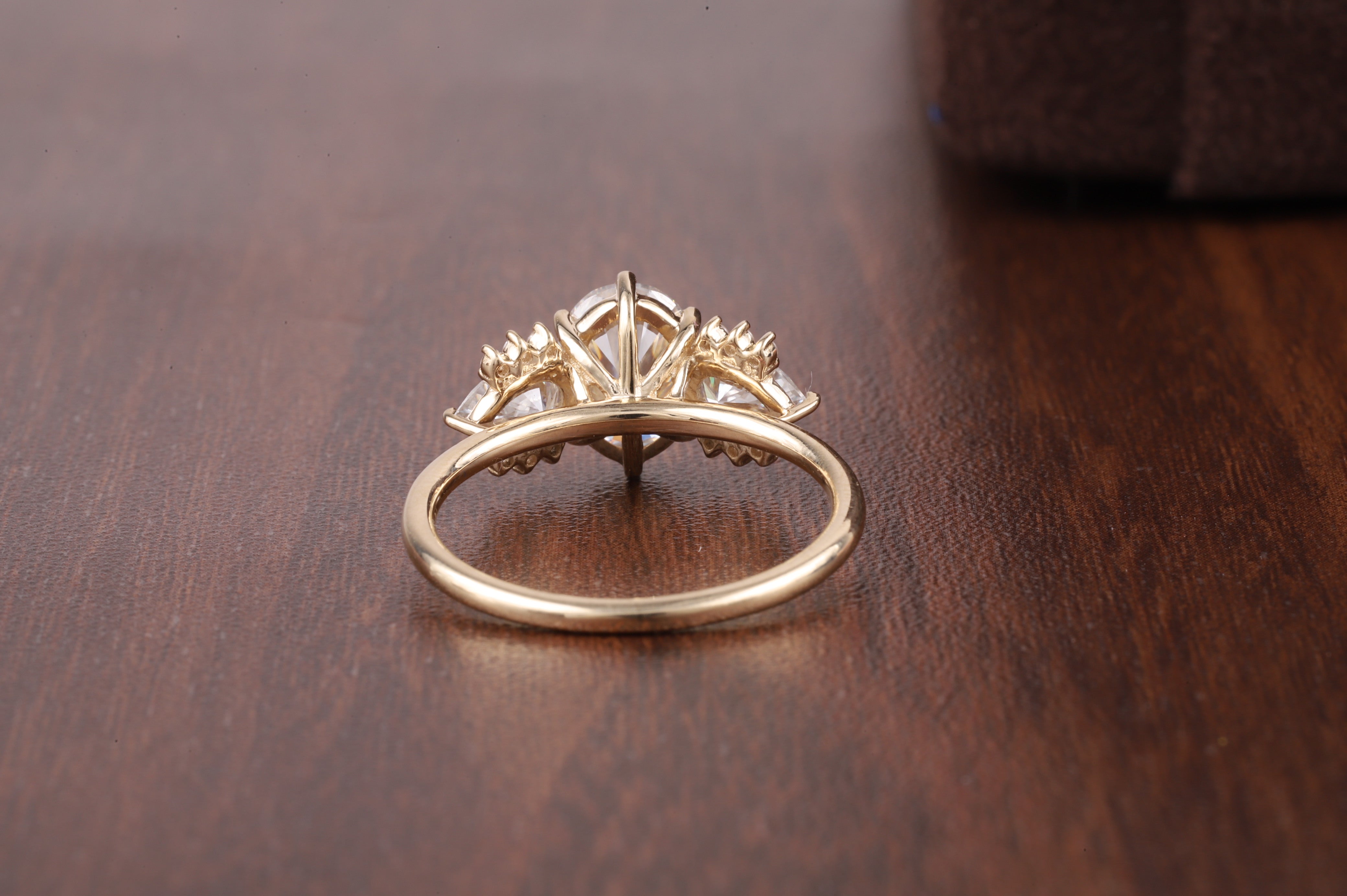 2ct Oval Cut Moissanite Engagement Ring, Oval Moissanite with side Pear Ring