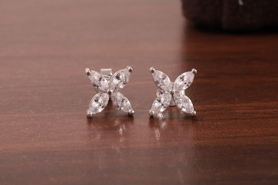 Marquise Stud Earrings /Minimalist Flower Earrings
