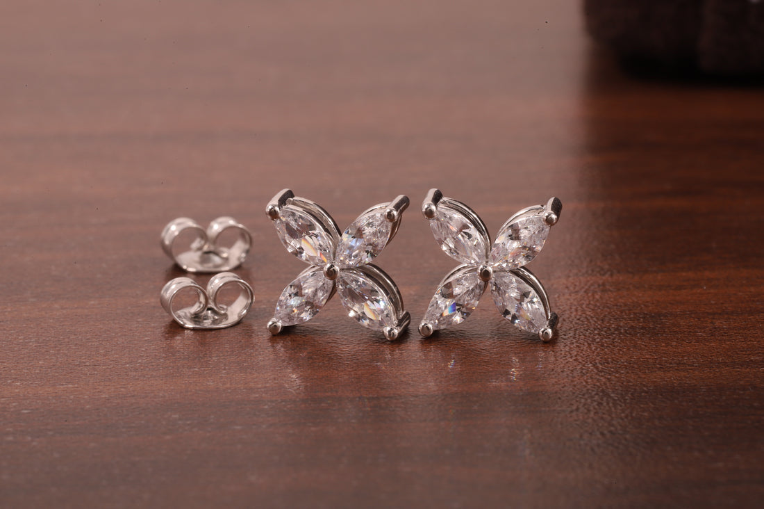 Marquise Stud Earrings /Minimalist Flower Earrings