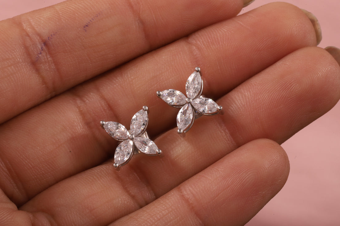 Marquise Stud Earrings /Minimalist Flower Earrings