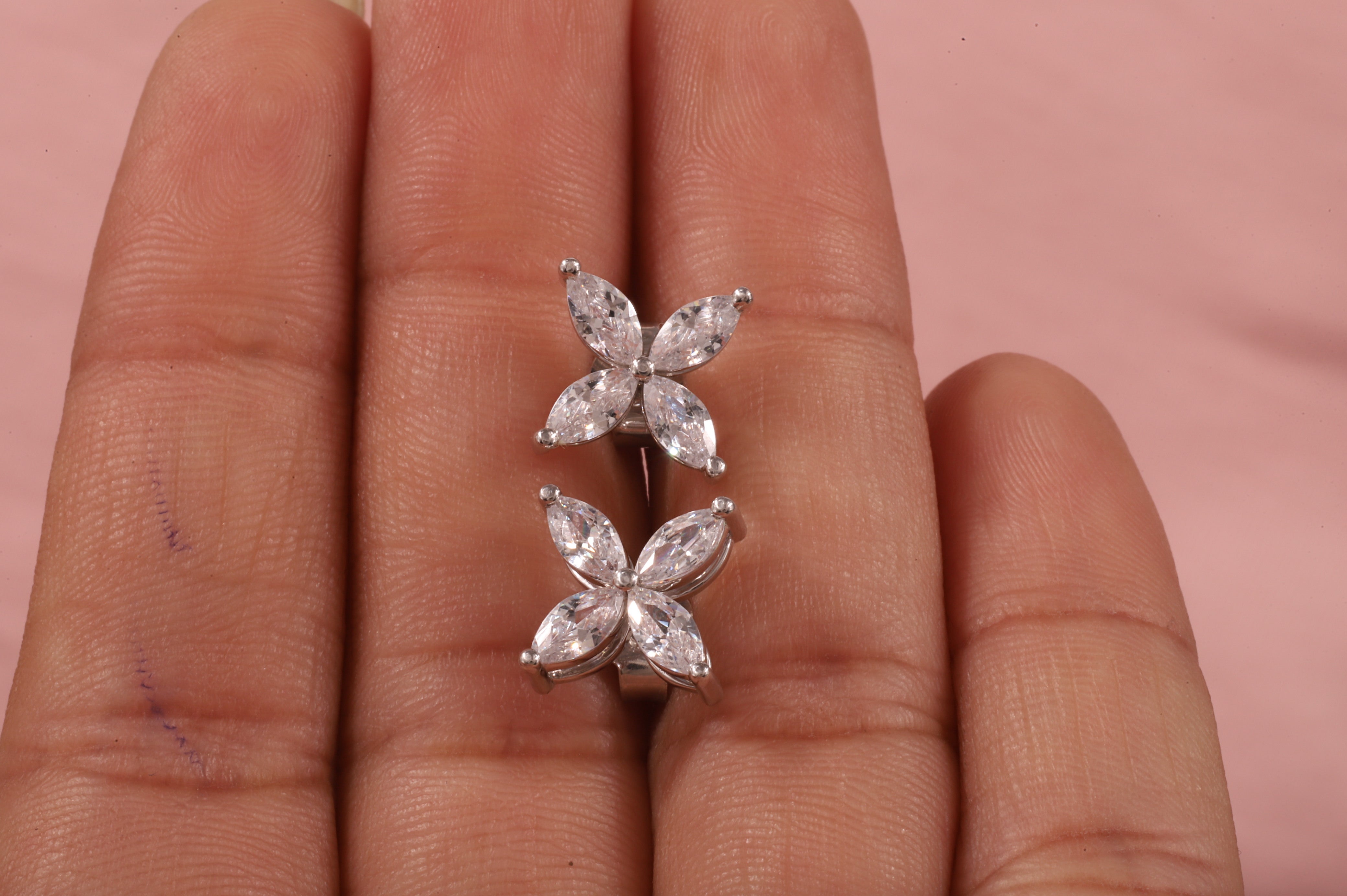 Marquise Stud Earrings /Minimalist Flower Earrings