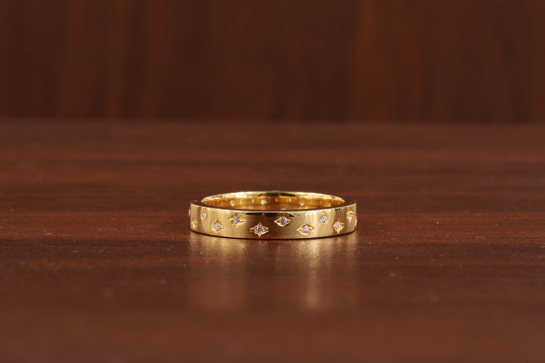 Starbright Flush Setting Lab Grown Diamond Wedding Band,Matching Engagement Band