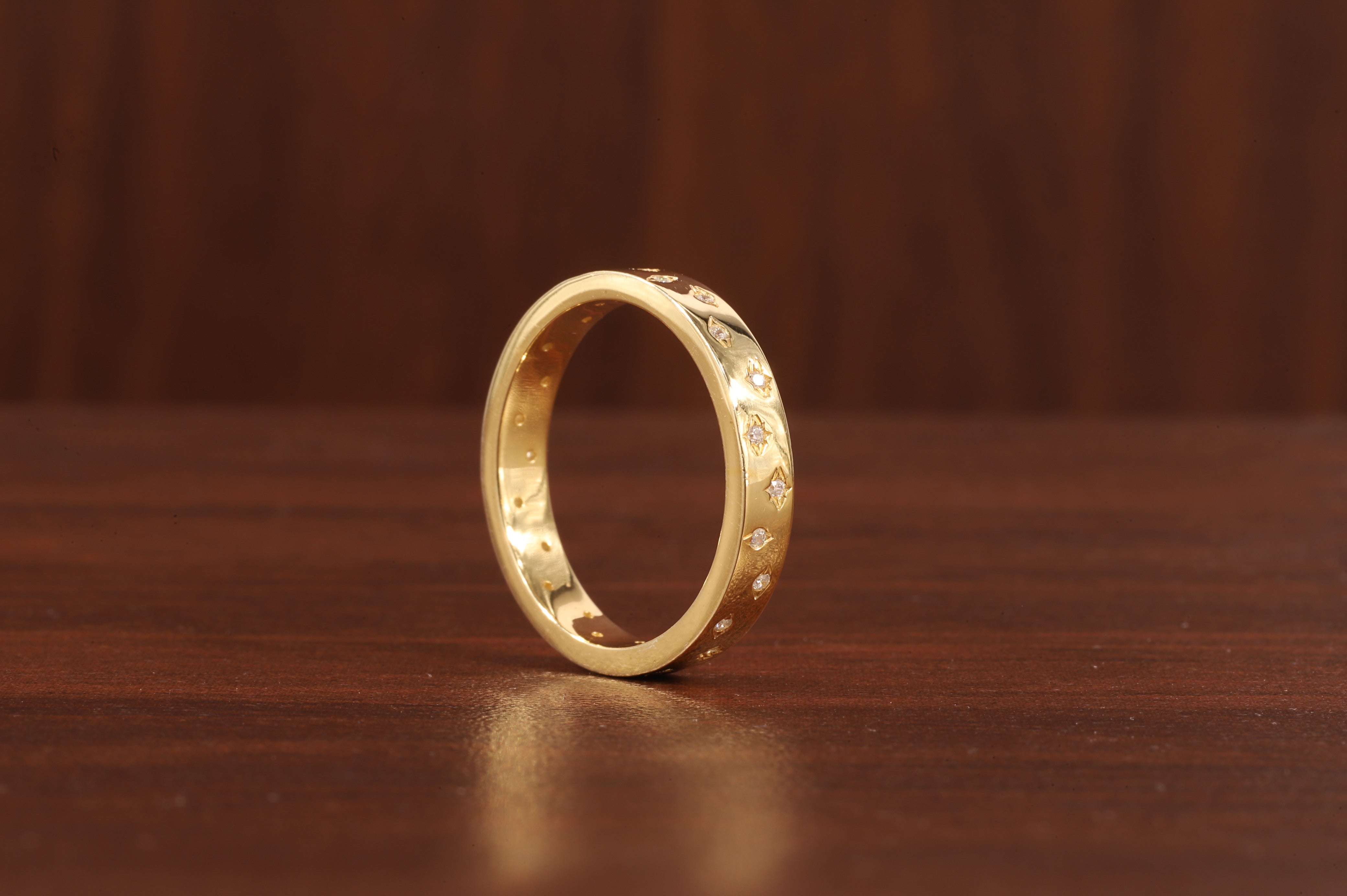 Starbright Flush Setting Lab Grown Diamond Wedding Band,Matching Engagement Band