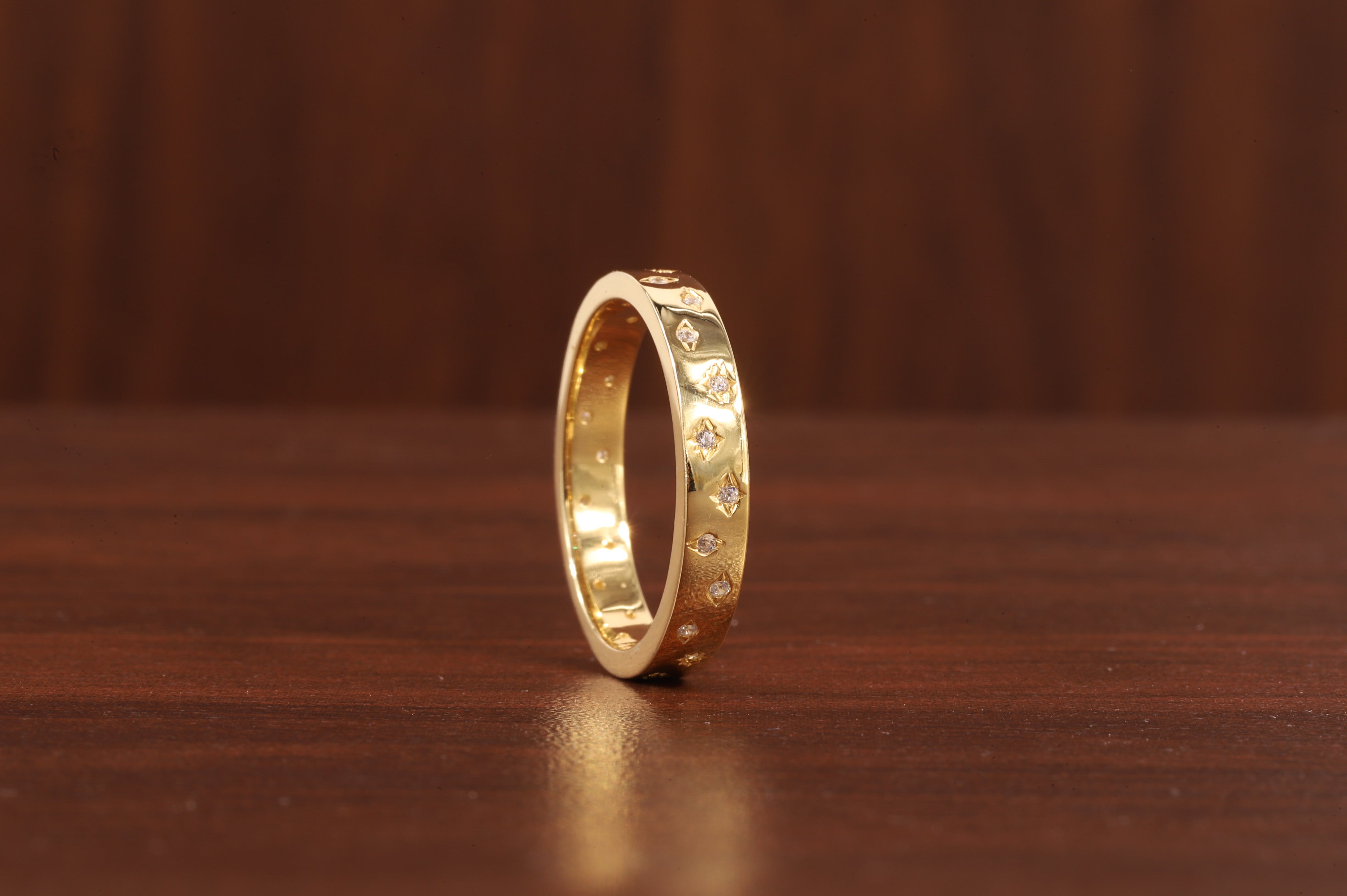 Starbright Flush Setting Lab Grown Diamond Wedding Band,Matching Engagement Band