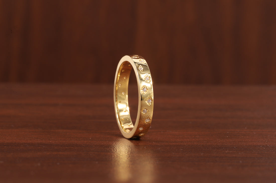 Starbright Flush Setting Lab Grown Diamond Wedding Band,Matching Engagement Band