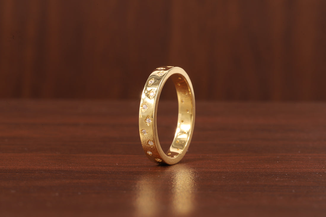 Starbright Flush Setting Lab Grown Diamond Wedding Band,Matching Engagement Band
