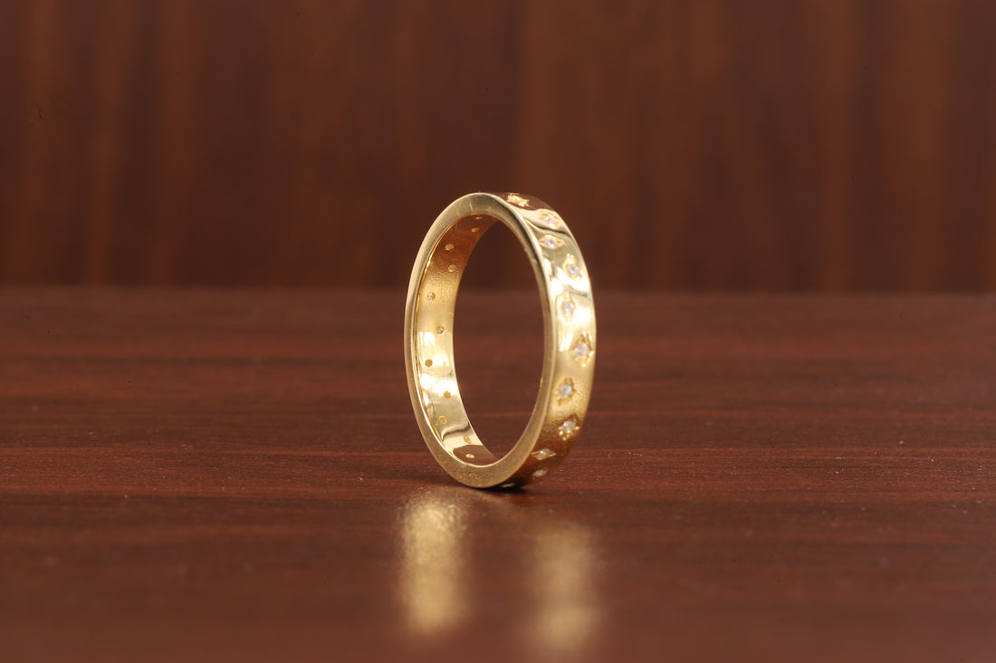 Starbright Flush Setting Lab Grown Diamond Wedding Band,Matching Engagement Band