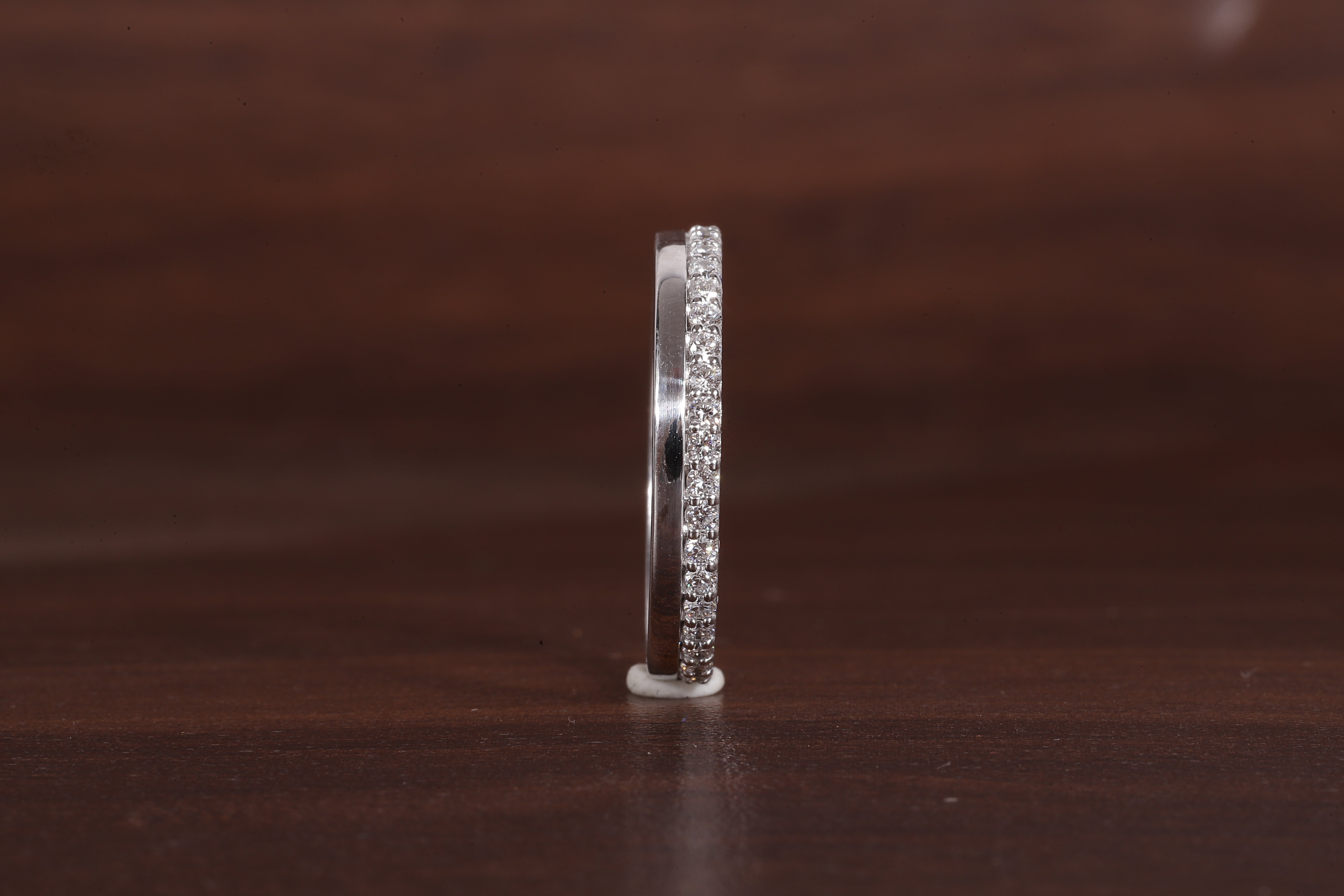 Delicate One Side Pave Diamond Wedding Band, Round Lab Grown Diamond