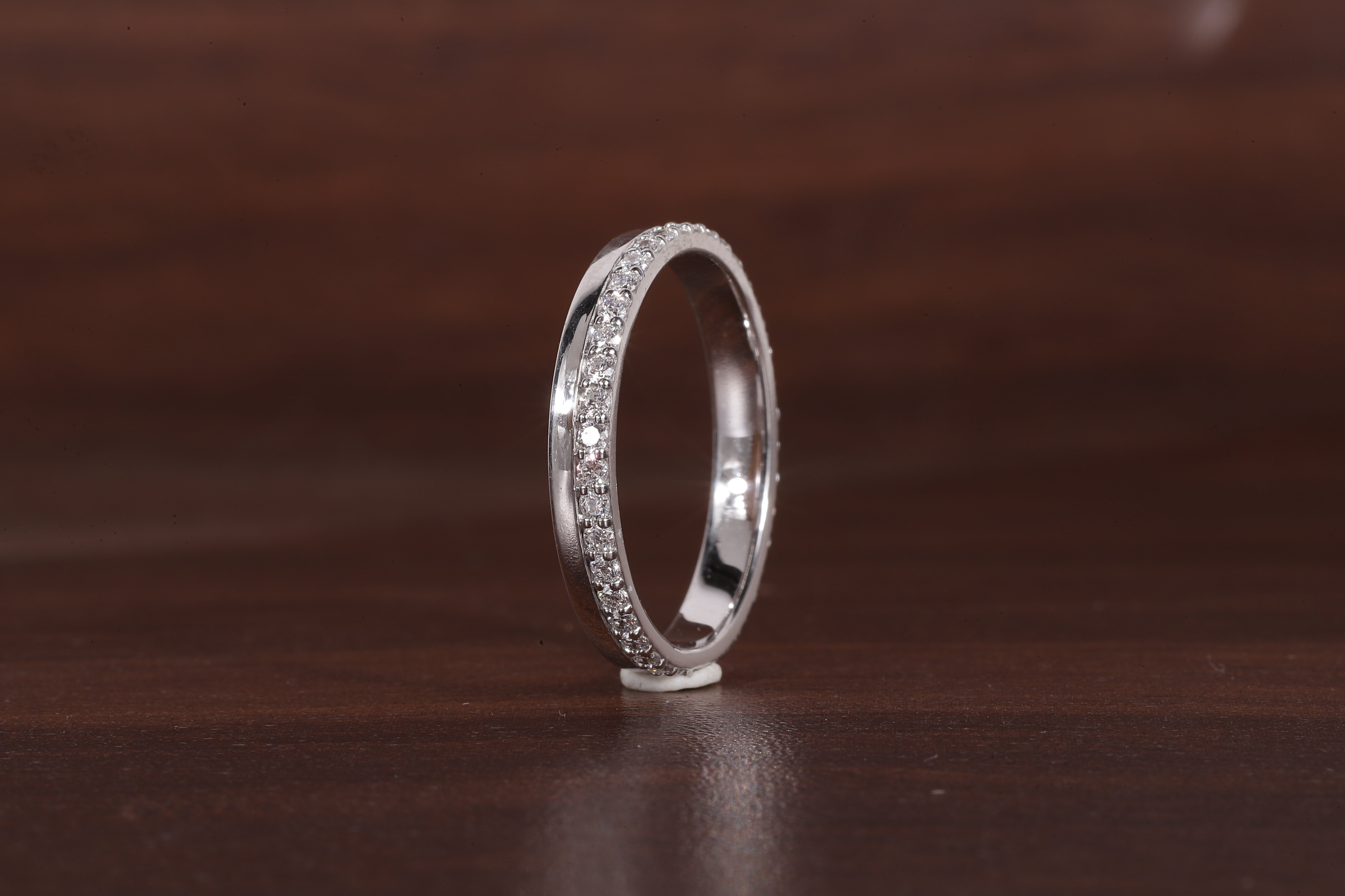 Delicate One Side Pave Diamond Wedding Band, Round Lab Grown Diamond