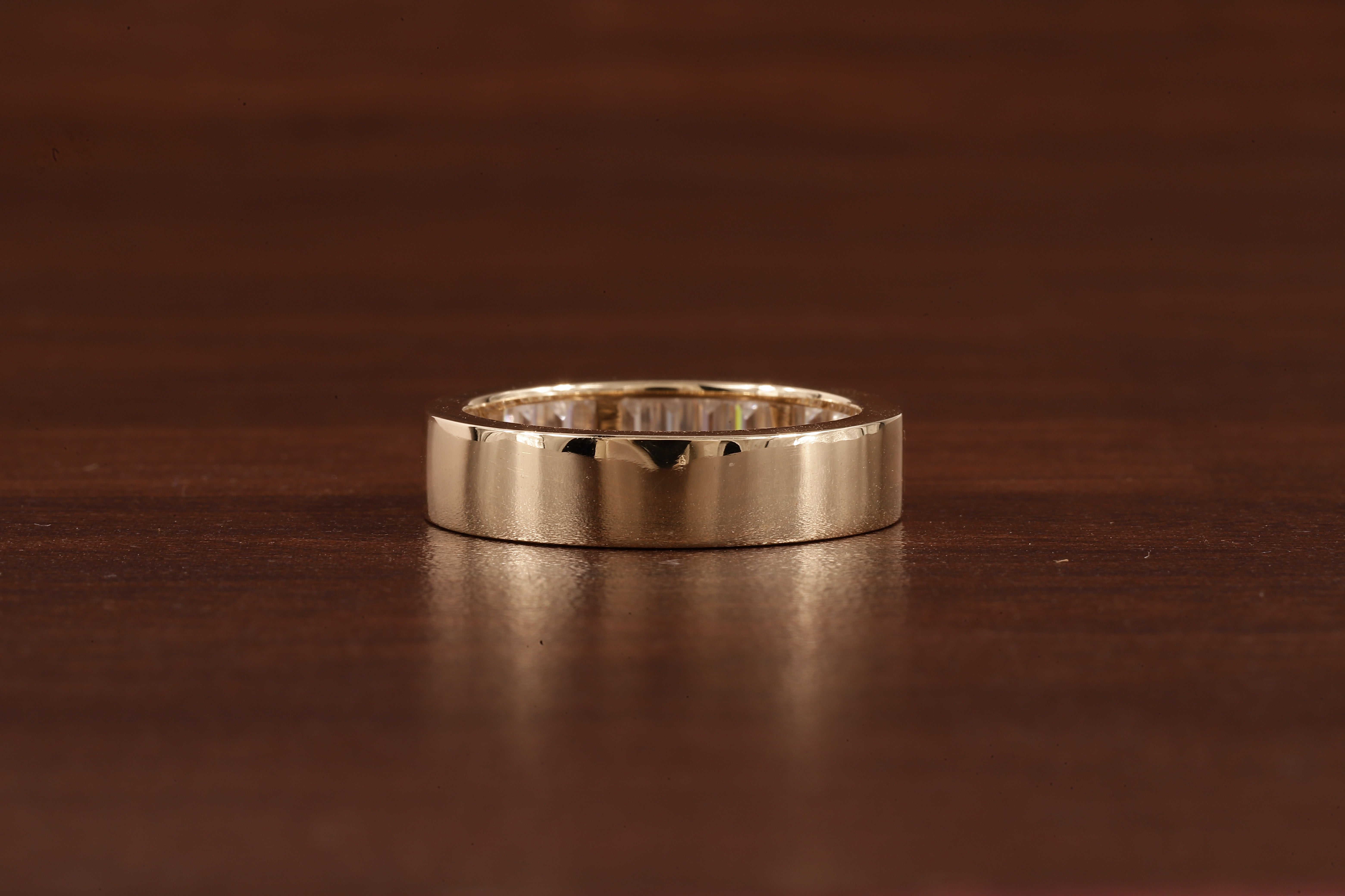 14k Gold Half Eternity Baguette Cut Lab Grown Diamond Wedding Band|EF/VVS Baguette Diamond Band