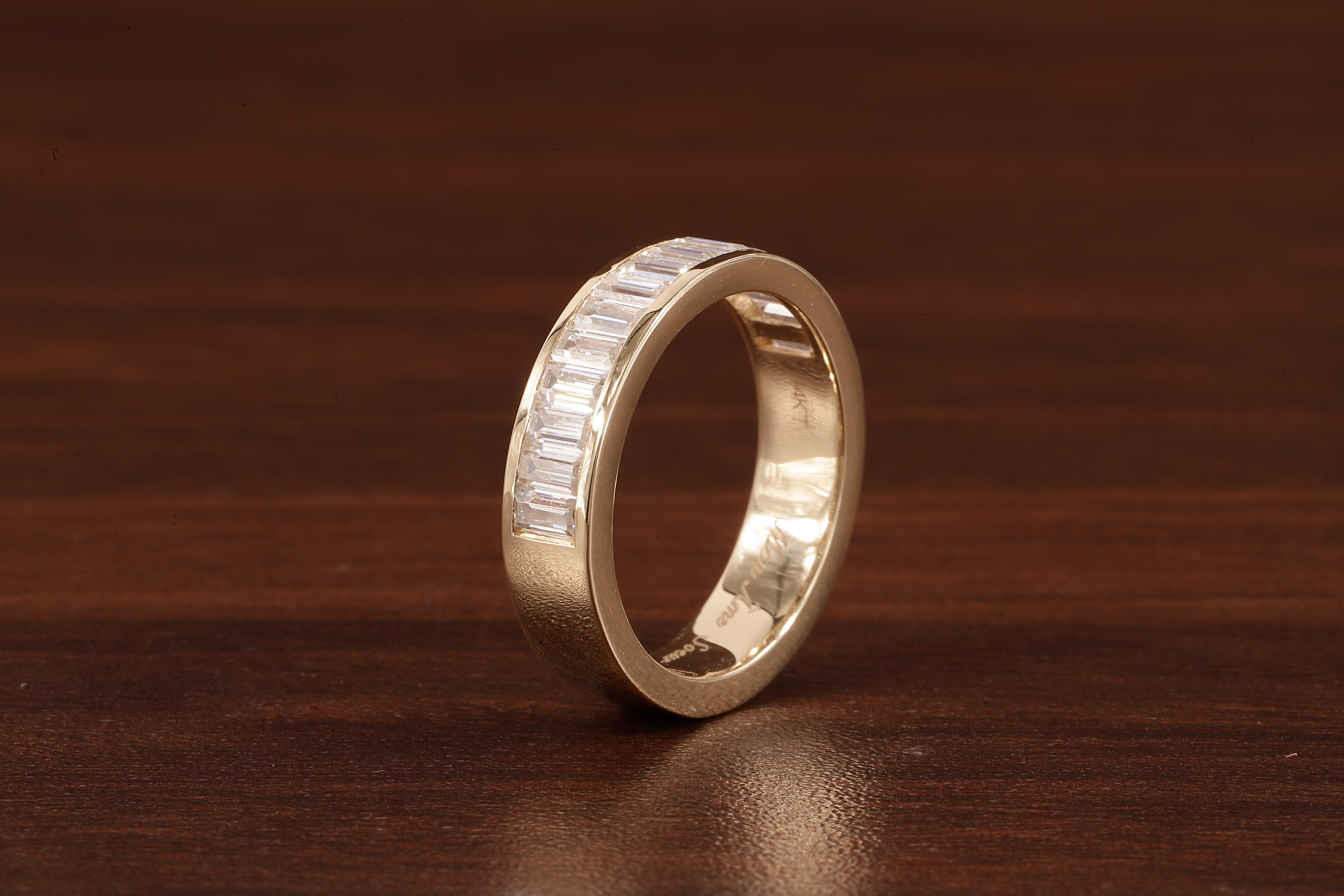 14k Gold Half Eternity Baguette Cut Lab Grown Diamond Wedding Band|EF/VVS Baguette Diamond Band