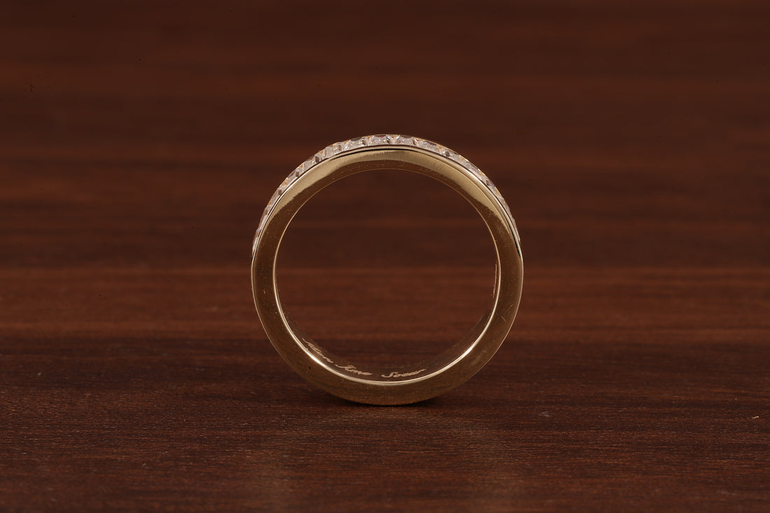 14k Gold Half Eternity Baguette Cut Lab Grown Diamond Wedding Band|EF/VVS Baguette Diamond Band