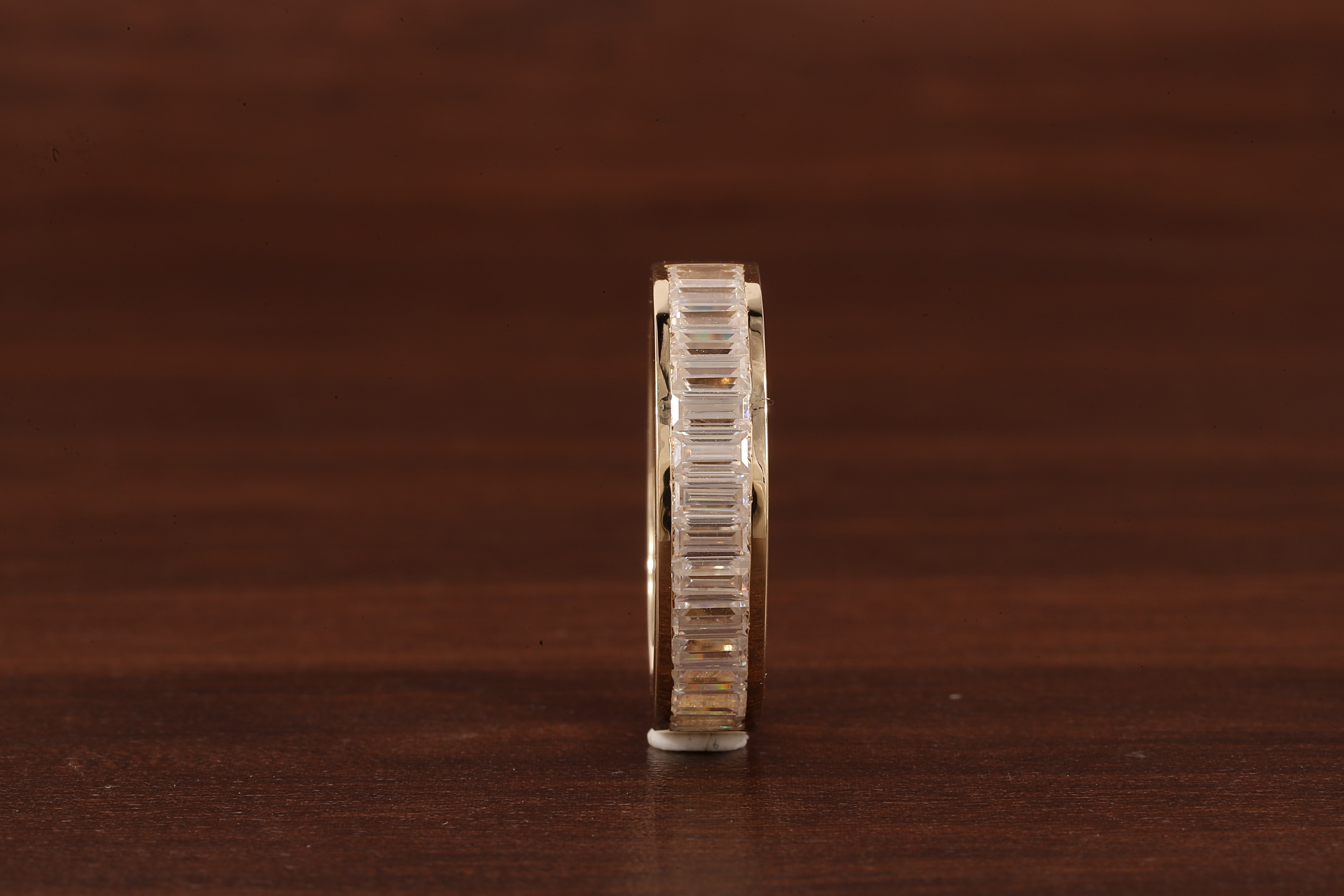14k Gold Half Eternity Baguette Cut Lab Grown Diamond Wedding Band|EF/VVS Baguette Diamond Band