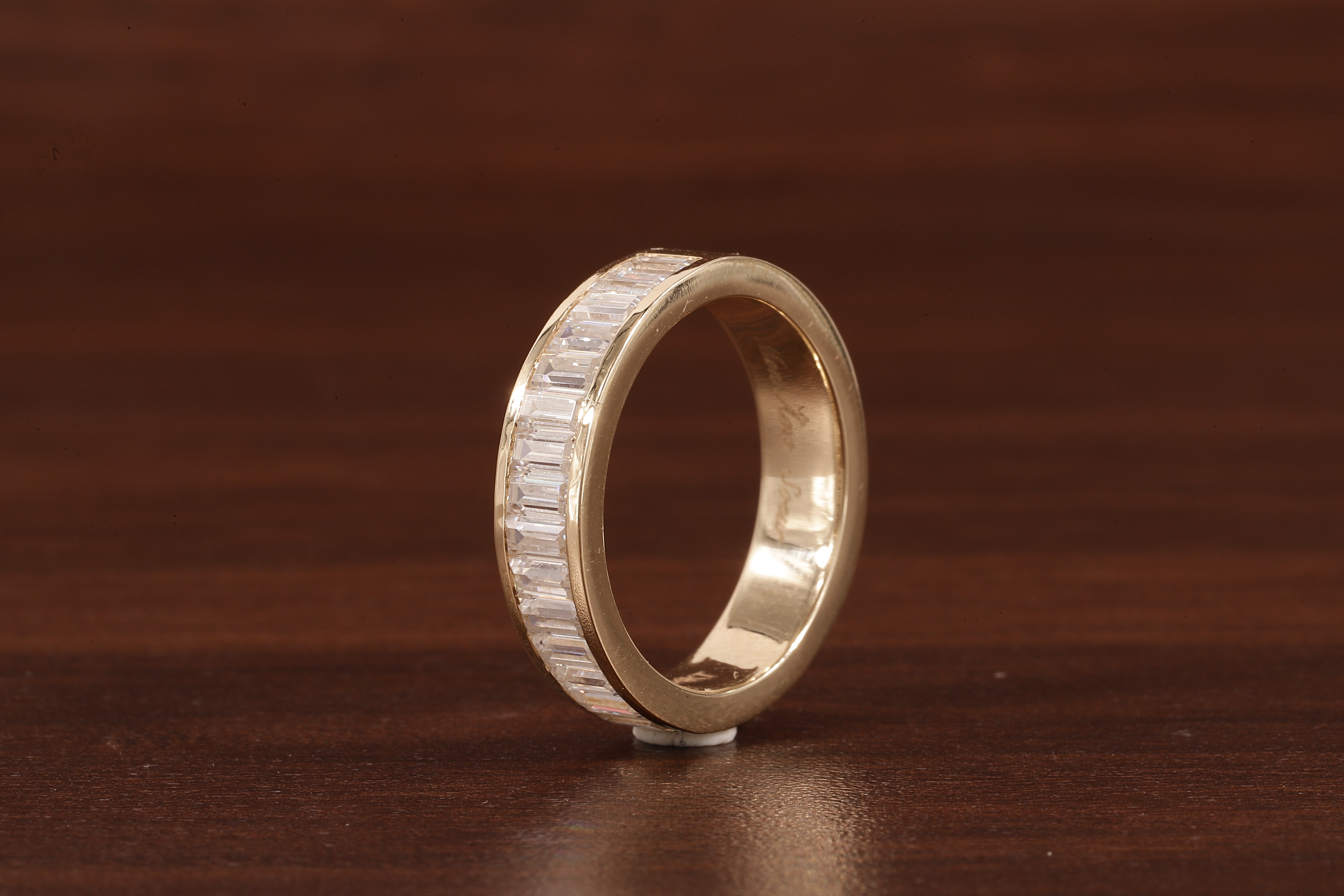 14k Gold Half Eternity Baguette Cut Lab Grown Diamond Wedding Band|EF/VVS Baguette Diamond Band