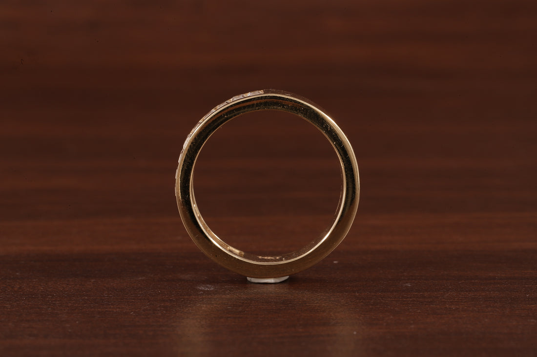 14k Gold Half Eternity Baguette Cut Lab Grown Diamond Wedding Band|EF/VVS Baguette Diamond Band