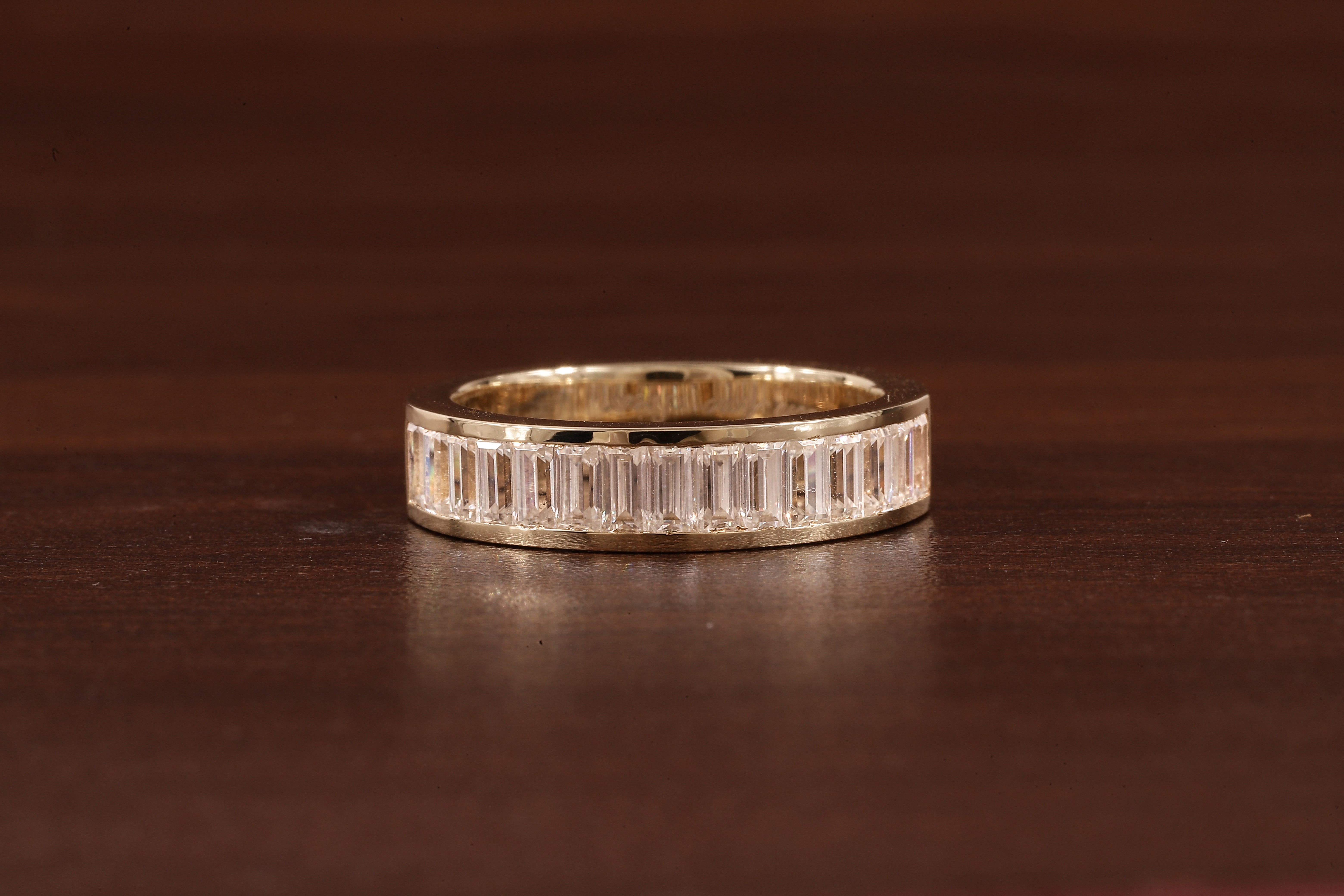 14k Gold Half Eternity Baguette Cut Lab Grown Diamond Wedding Band|EF/VVS Baguette Diamond Band
