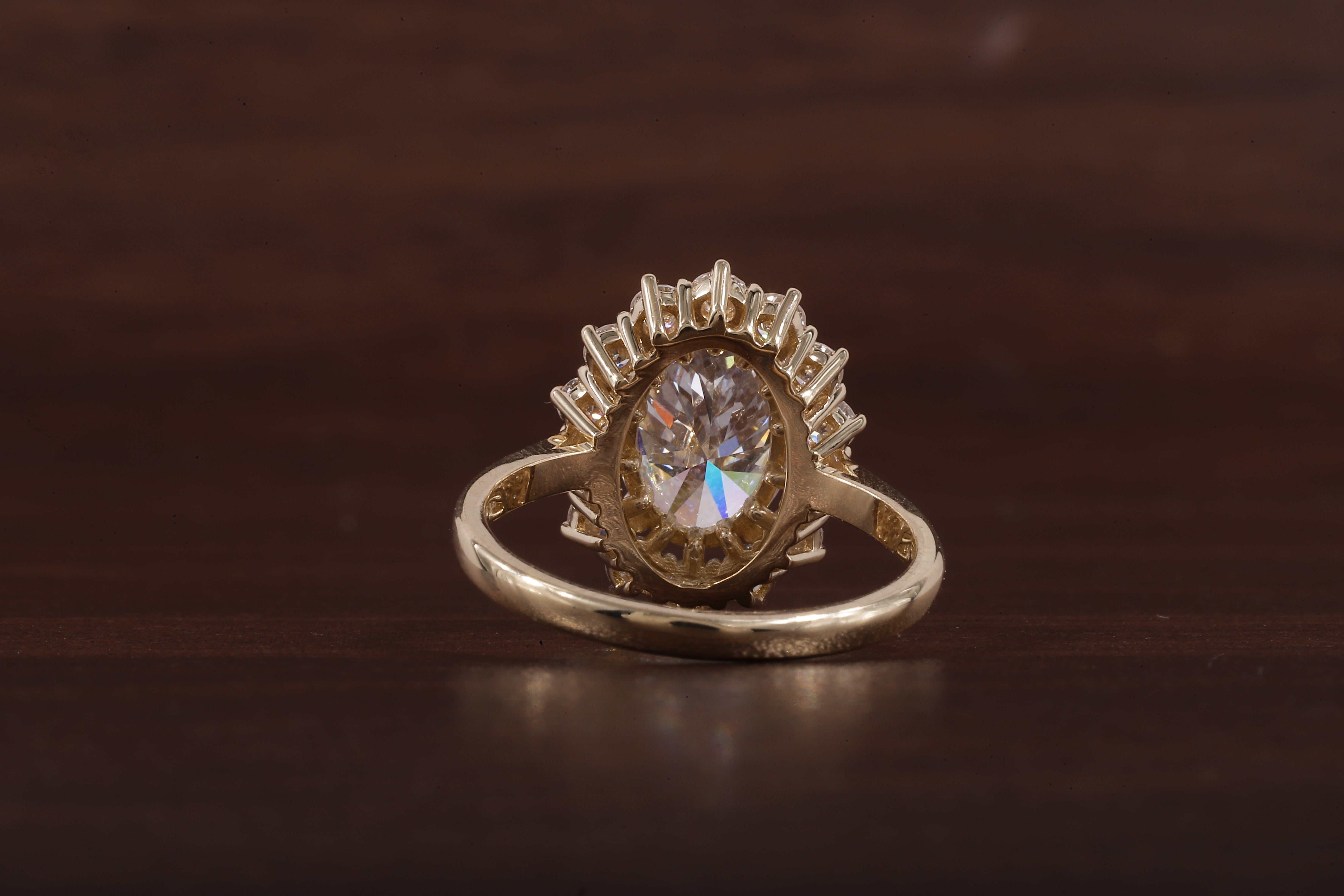 Oval Flower Shape Diamond Ring ,F/VS1 Oval Lab Created Diamond Halo Ring