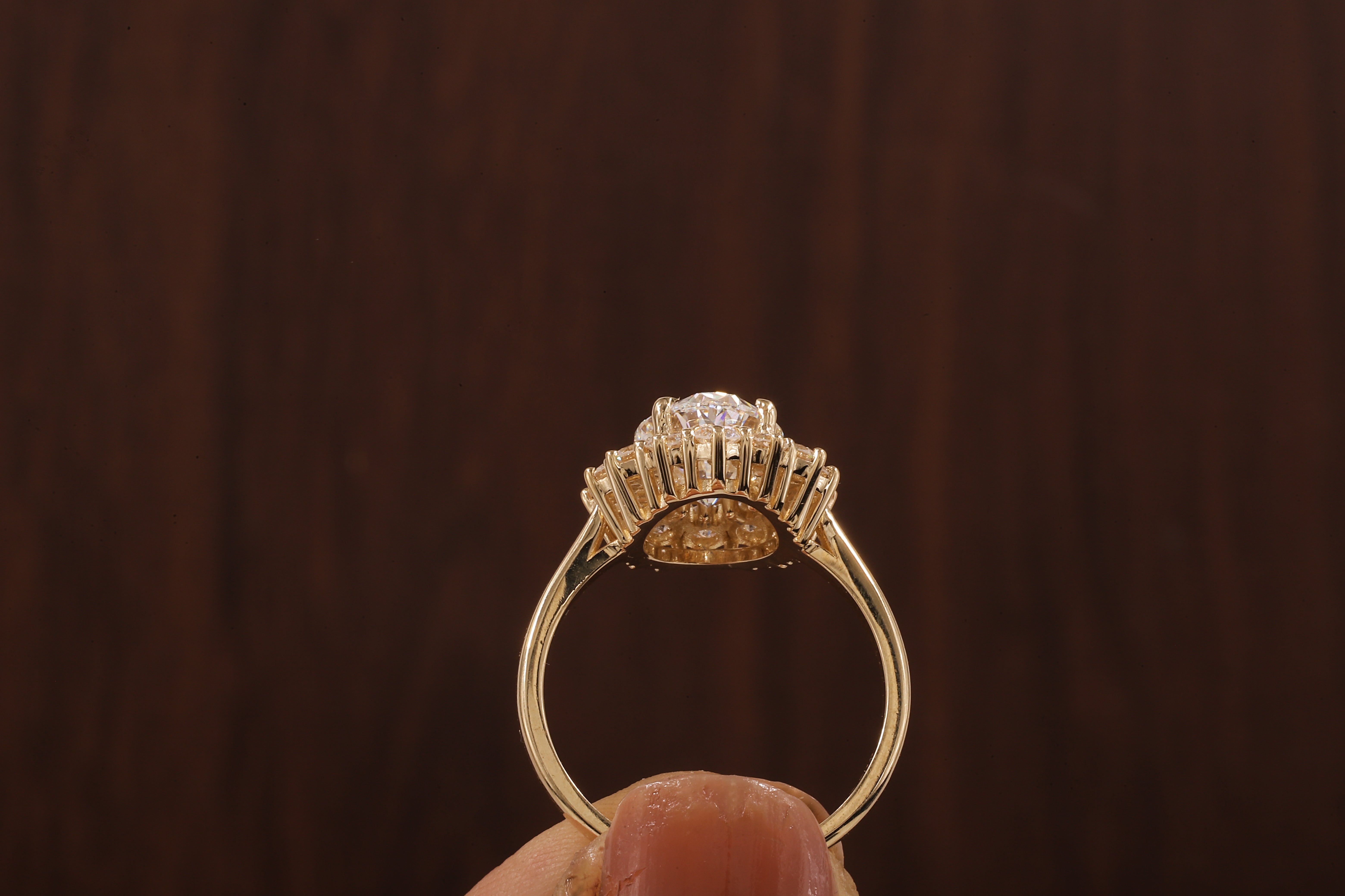 Oval Flower Shape Diamond Ring ,F/VS1 Oval Lab Created Diamond Halo Ring