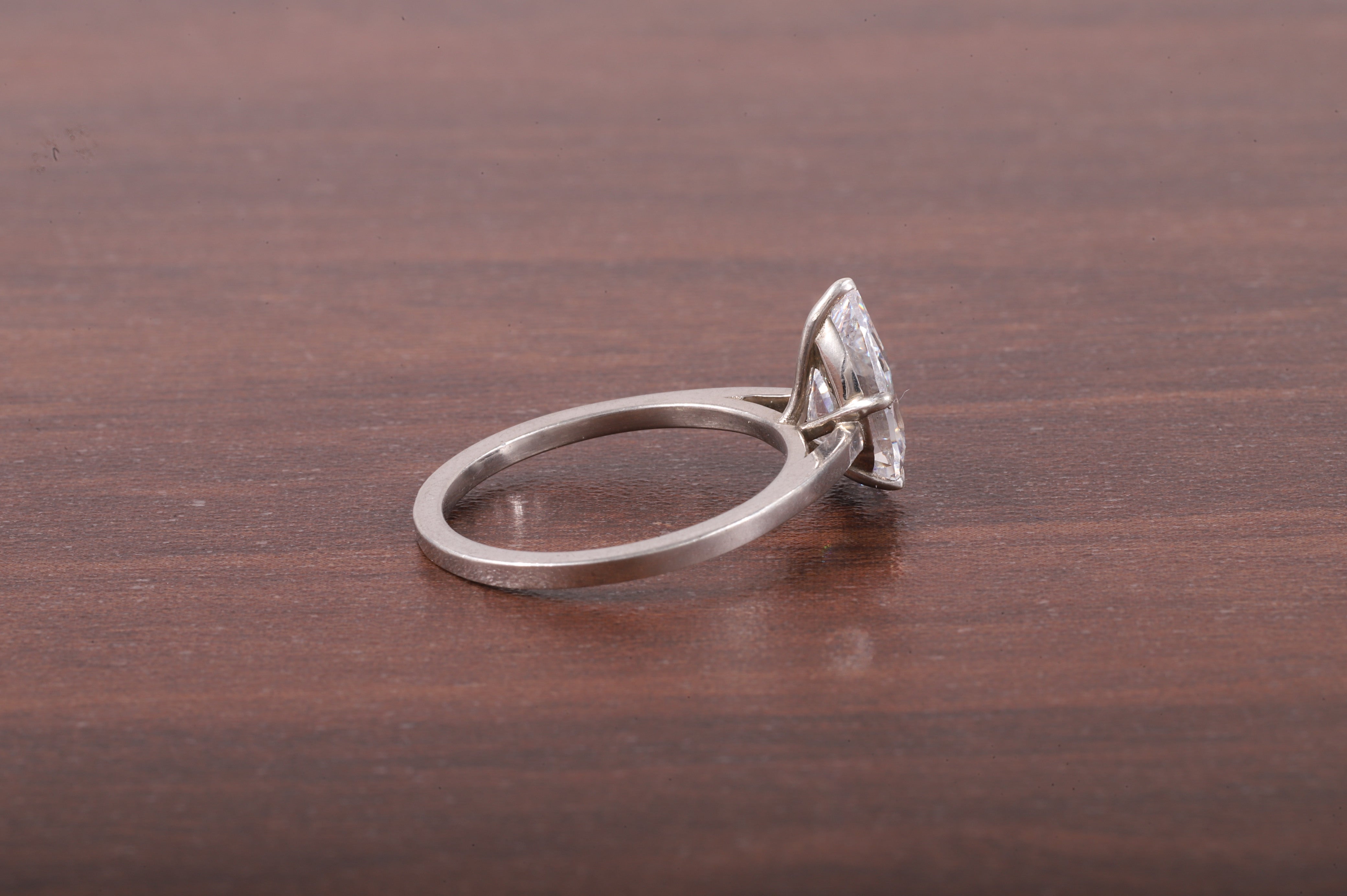 5 Prong Pear Shaped Solitaire Ring, 3 ct Pear Shaped Moissanite Engagement Ring
