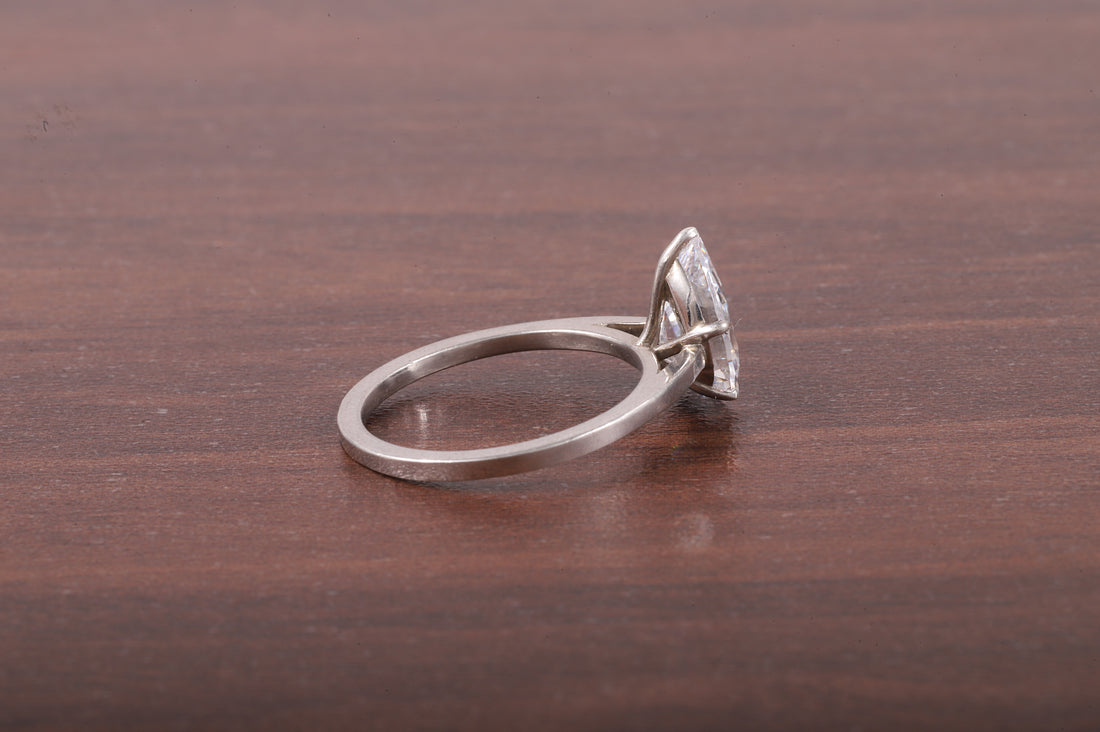 5 Prong Pear Shaped Solitaire Ring, 3 ct Pear Shaped Moissanite Engagement Ring