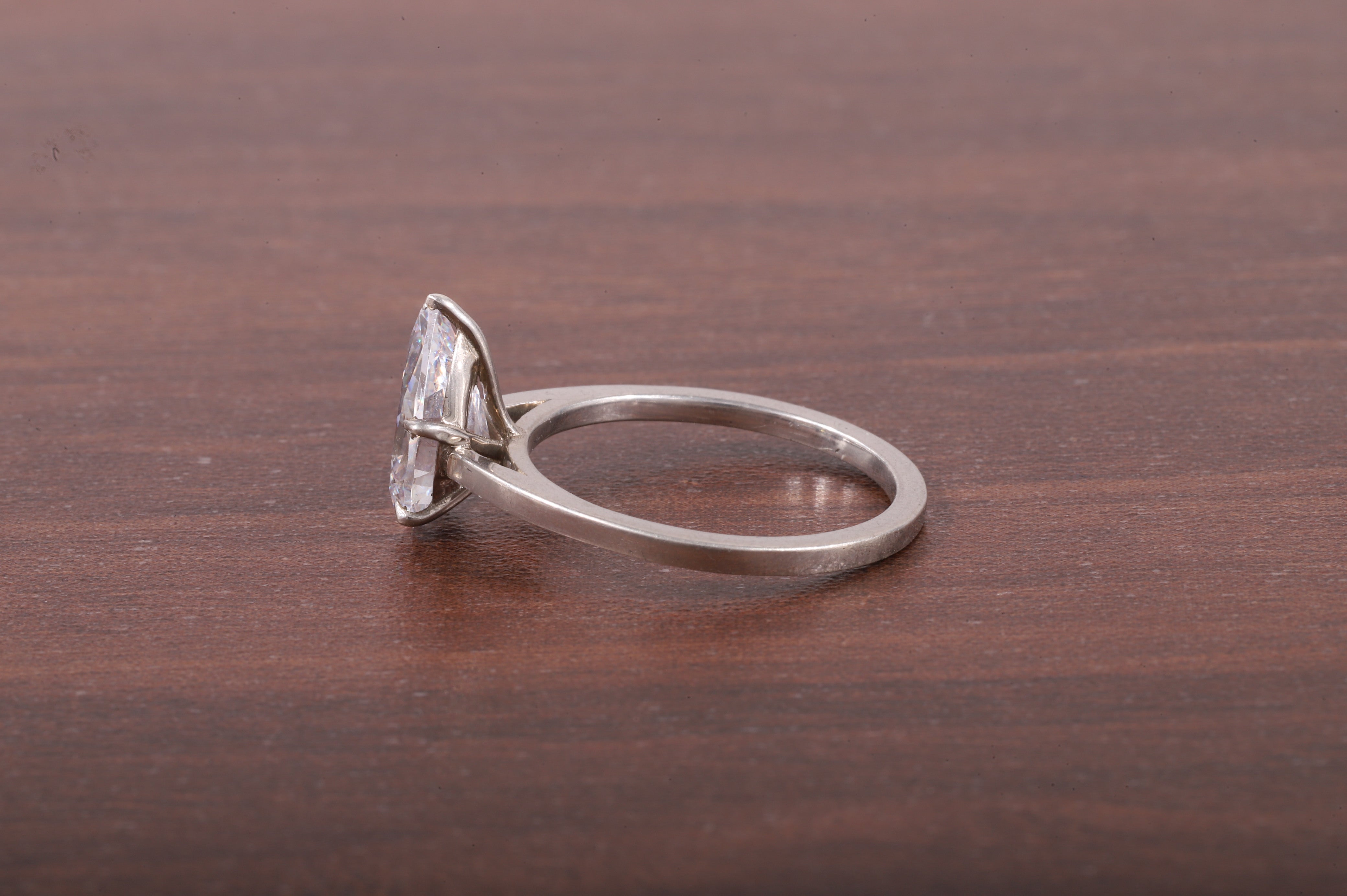 5 Prong Pear Shaped Solitaire Ring, 3 ct Pear Shaped Moissanite Engagement Ring