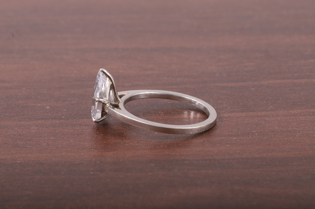 5 Prong Pear Shaped Solitaire Ring, 3 ct Pear Shaped Moissanite Engagement Ring