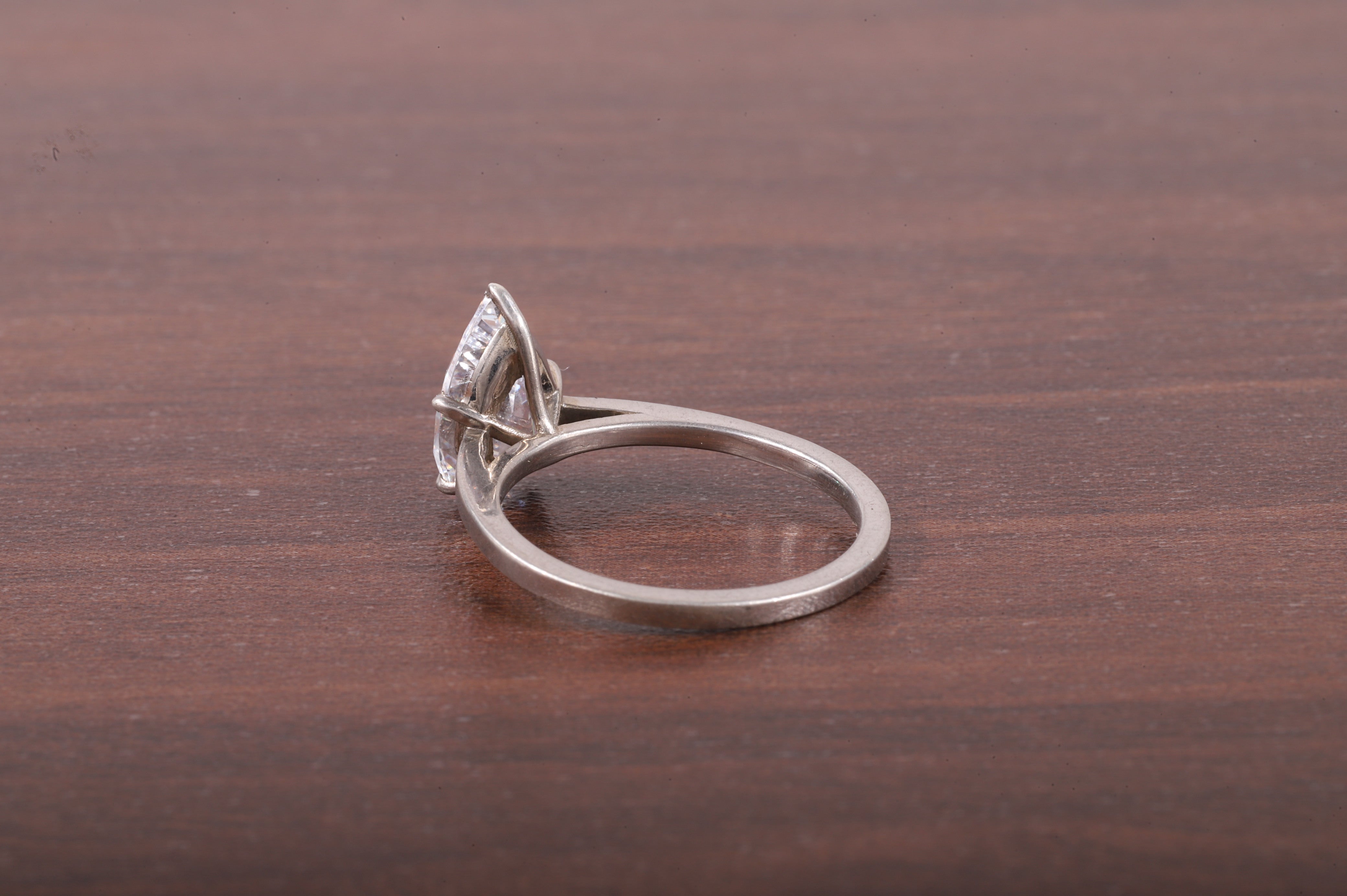 5 Prong Pear Shaped Solitaire Ring, 3 ct Pear Shaped Moissanite Engagement Ring