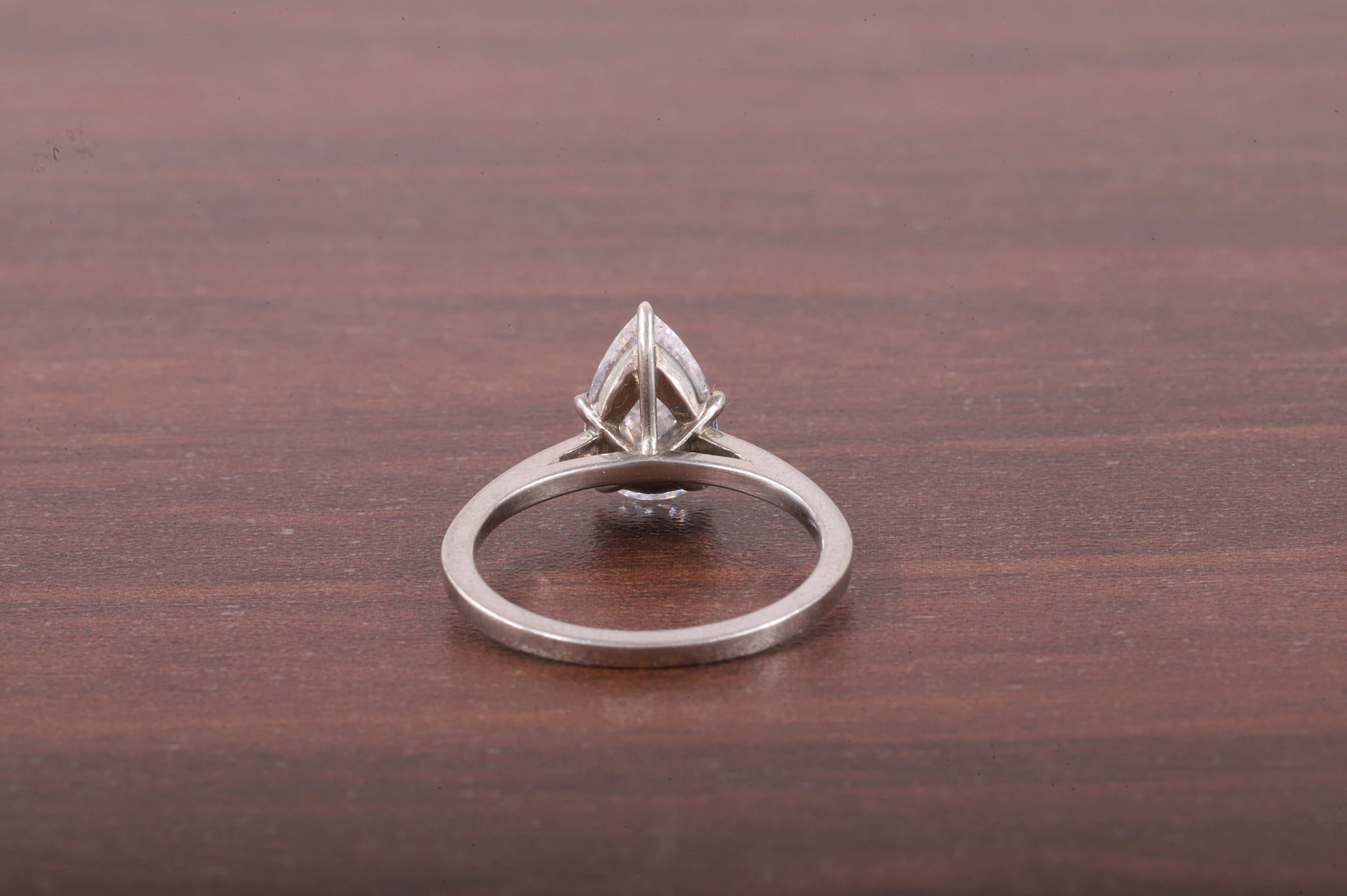 5 Prong Pear Shaped Solitaire Ring, 3 ct Pear Shaped Moissanite Engagement Ring