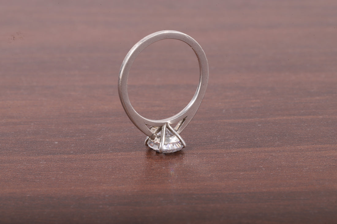 5 Prong Pear Shaped Solitaire Ring, 3 ct Pear Shaped Moissanite Engagement Ring