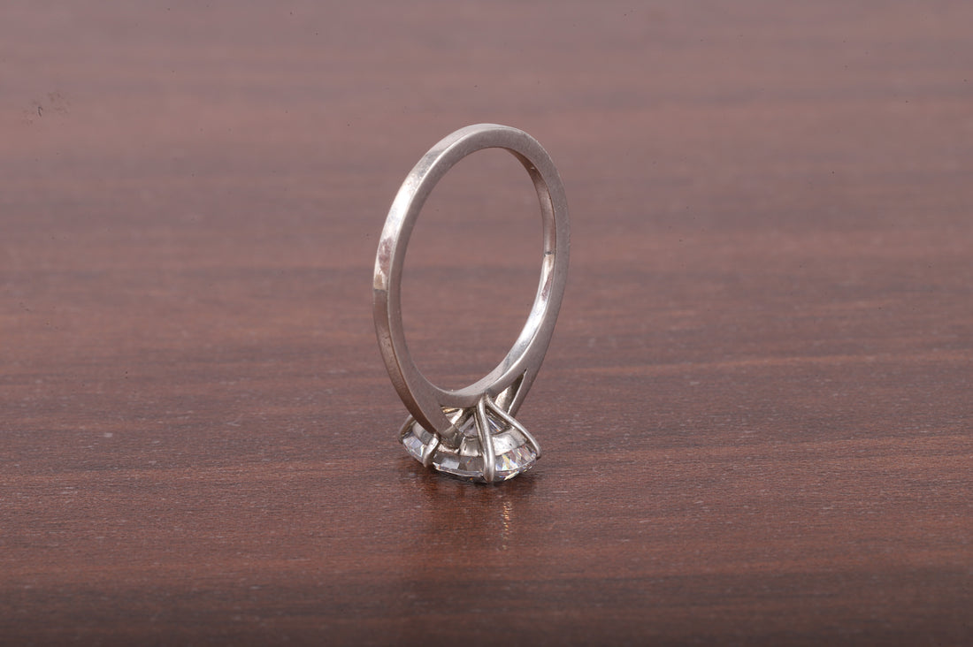 5 Prong Pear Shaped Solitaire Ring, 3 ct Pear Shaped Moissanite Engagement Ring