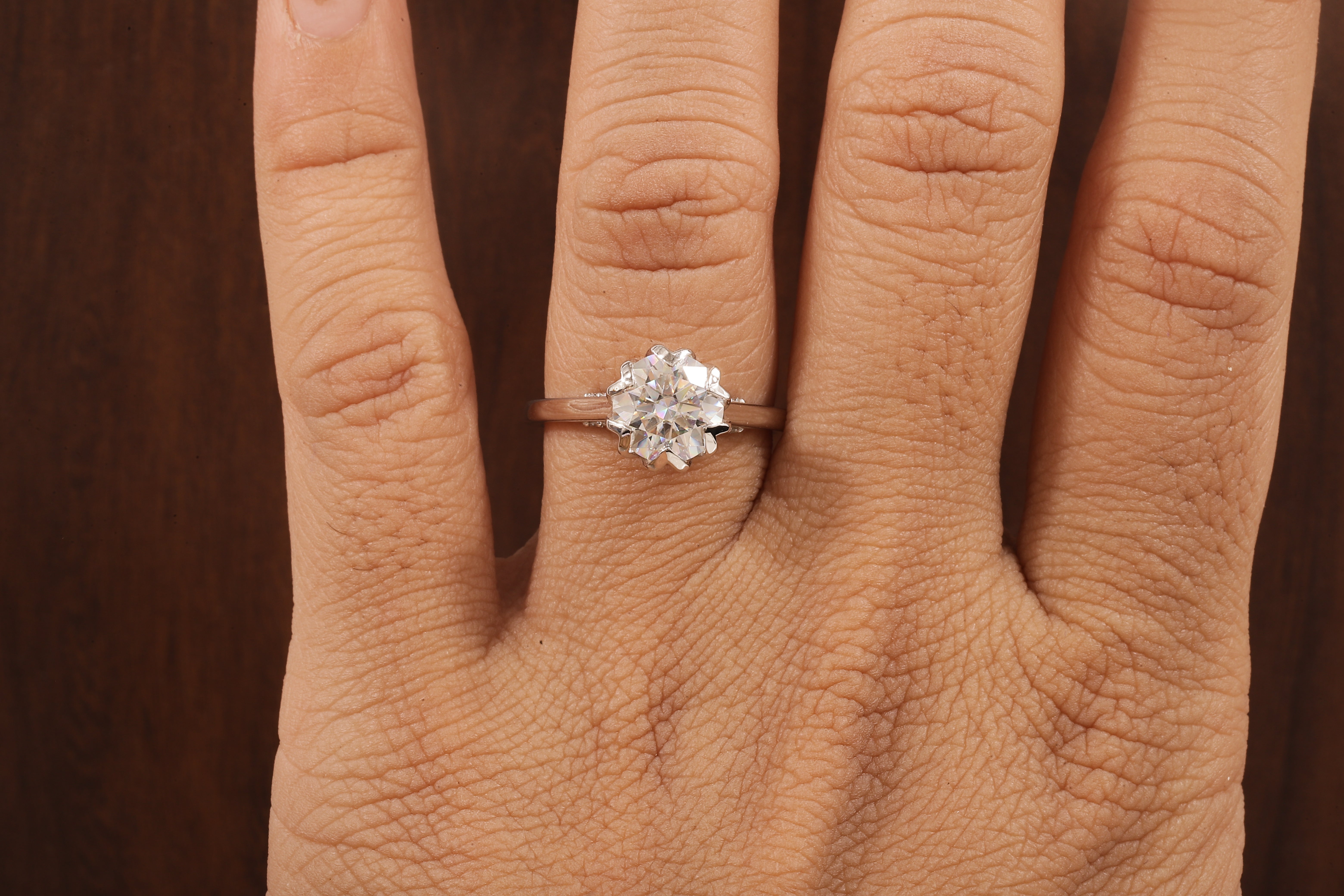 2.5CT Round Moissanite Ring, Hidden Halo Round Engagement Ring ,14k Solid Gold Ring