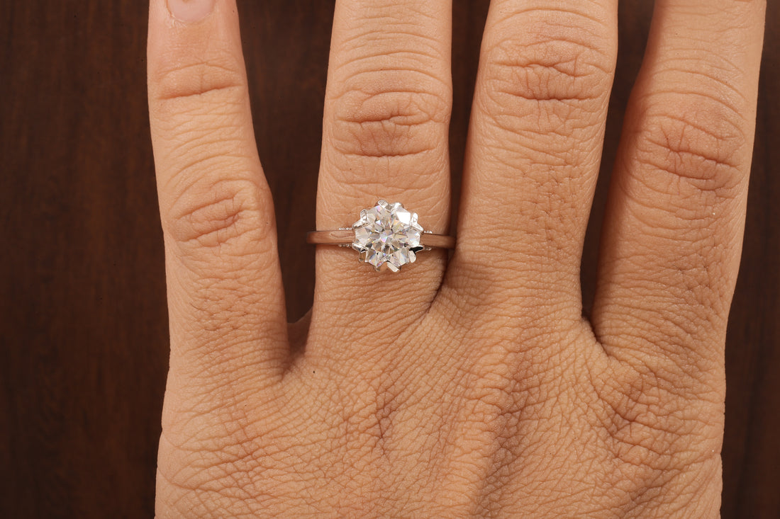 2.5CT Round Moissanite Ring, Hidden Halo Round Engagement Ring ,14k Solid Gold Ring